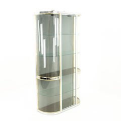 Pace Mid Century Brass Curved Glass Display Case Shelving