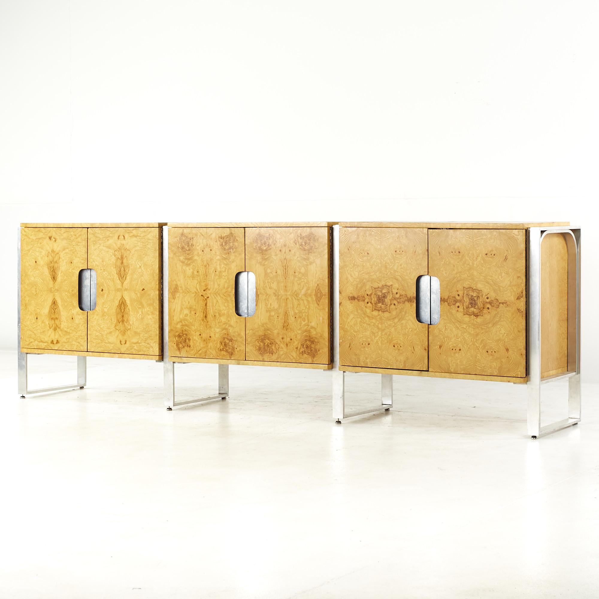Mid-Century Modern Pace Mid Century Burlwood and Stainless Steel Credenza
