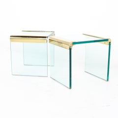 Pace Mid Century Glass Side End Tables - A Pair