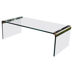 Pace Midcentury Leon Rosen Waterfall Cocktail Coffee Table Glass and Brass