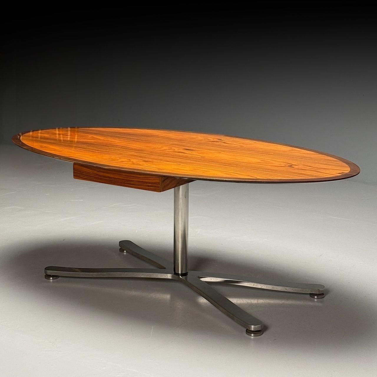 Pace, Mid-Century Modern, Schreibtisch, exotisches Holz, Chrom, Esstisch, USA im Zustand „Gut“ im Angebot in Manhasset, NY