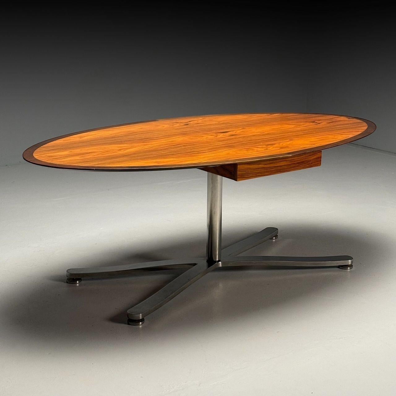 Pace, Mid-Century Modern, Schreibtisch, exotisches Holz, Chrom, Esstisch, USA (20. Jahrhundert) im Angebot
