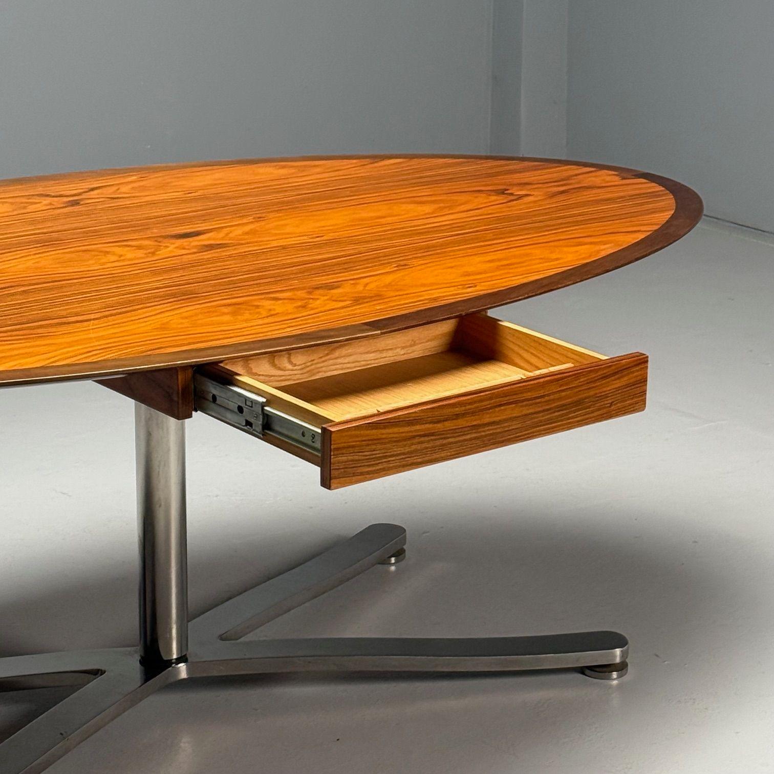 Pace, Mid-Century Modern, Schreibtisch, exotisches Holz, Chrom, Esstisch, USA im Angebot 1