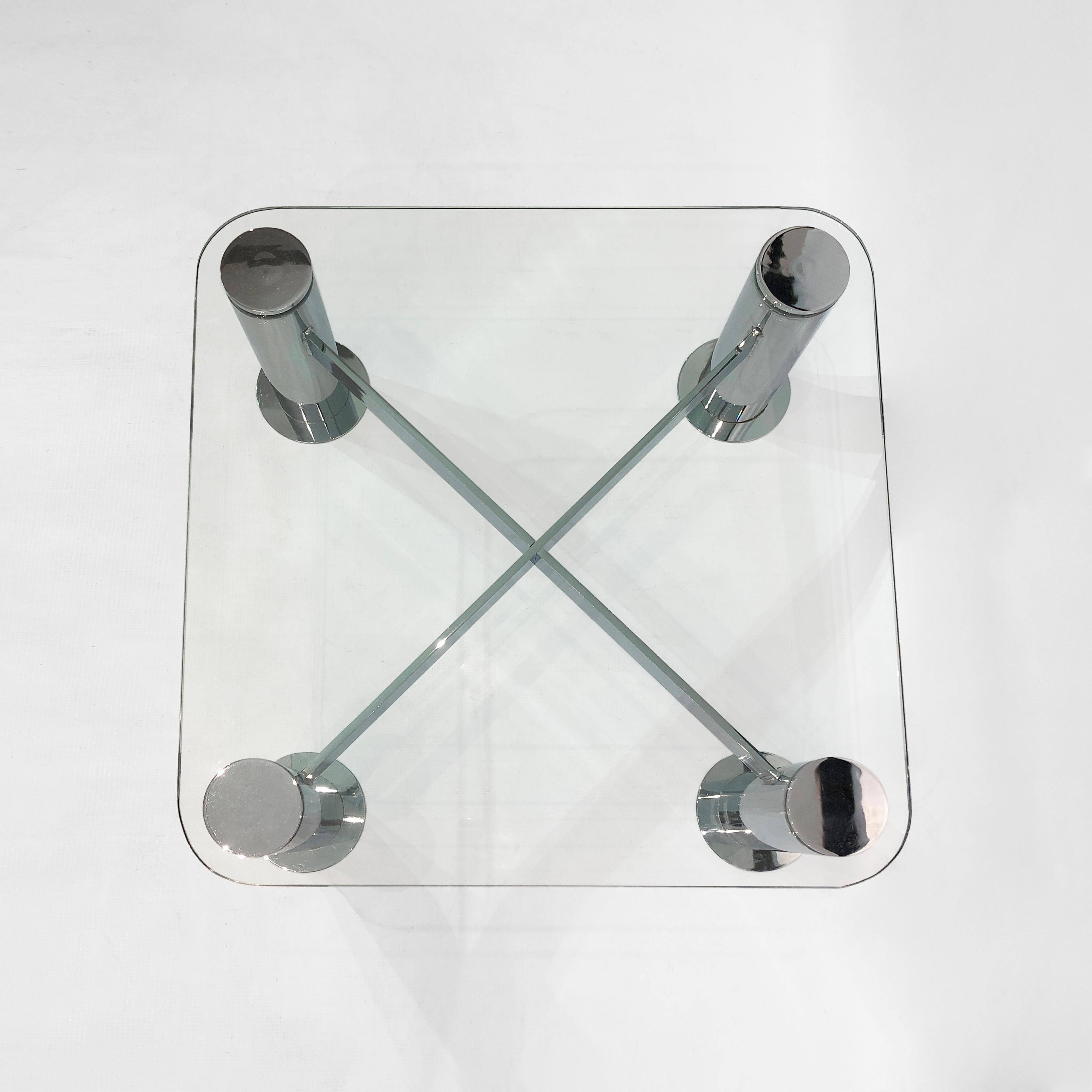 Pace Postmodern Chrome Glass Coffee Table 1970s Vintage Retro Leon Rosen Style For Sale 3