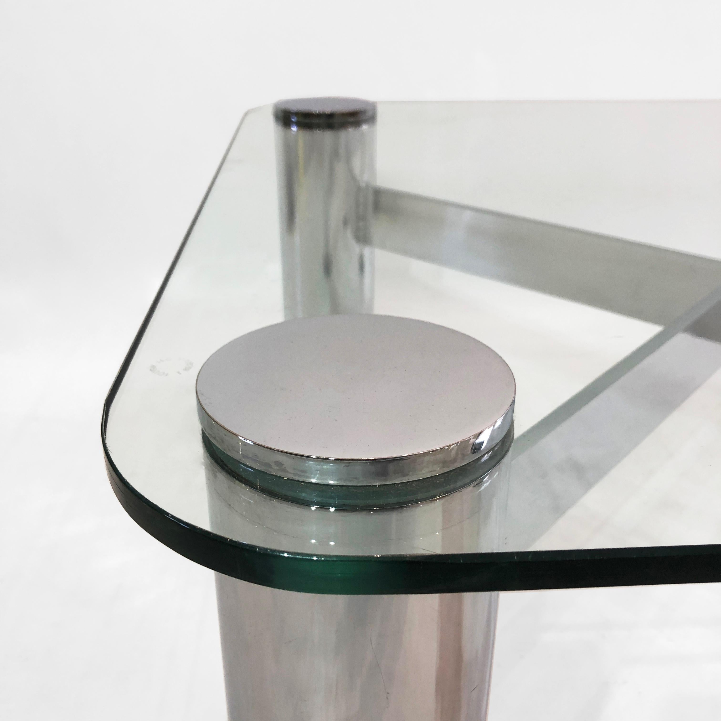 Pace Postmodern Chrome Glass Coffee Table 1970s Vintage Retro Leon Rosen Style In Good Condition For Sale In London, GB