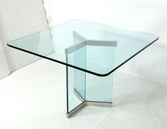 Pace Stainless Steel and Thick Glass Modern Dining Table