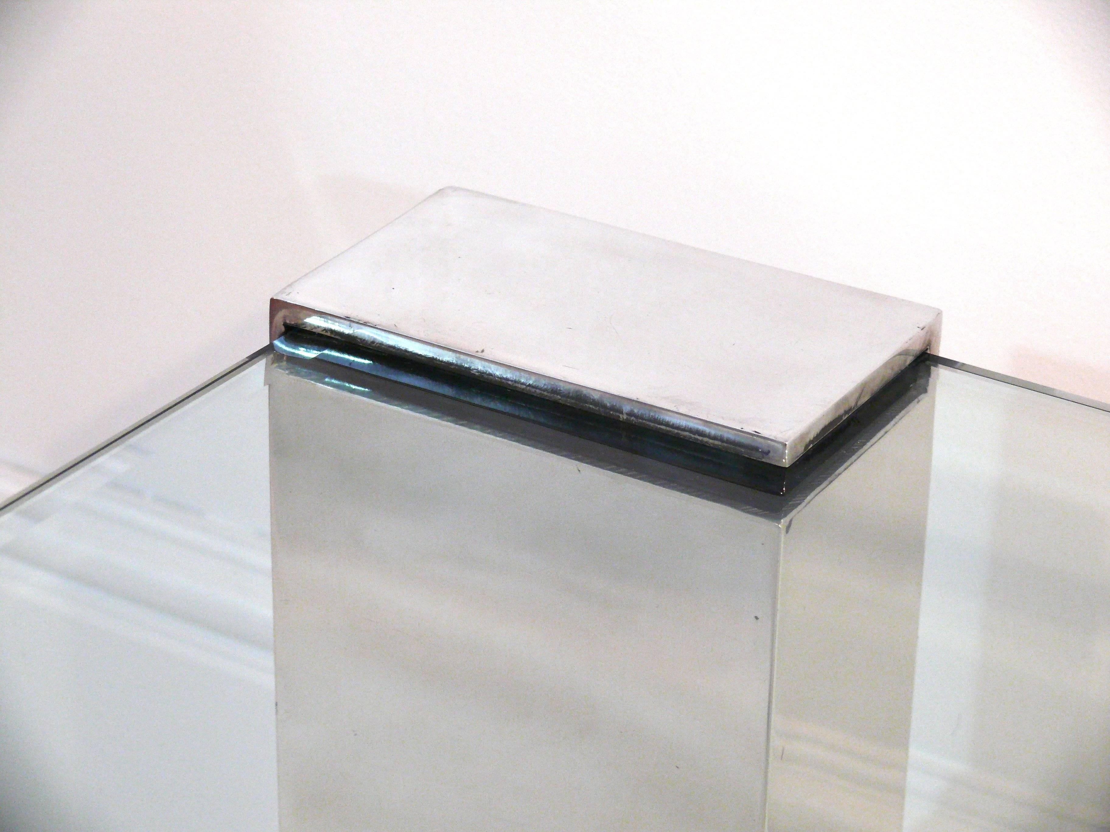 American Pace Style Polished Aluminum Coffee Table For Sale