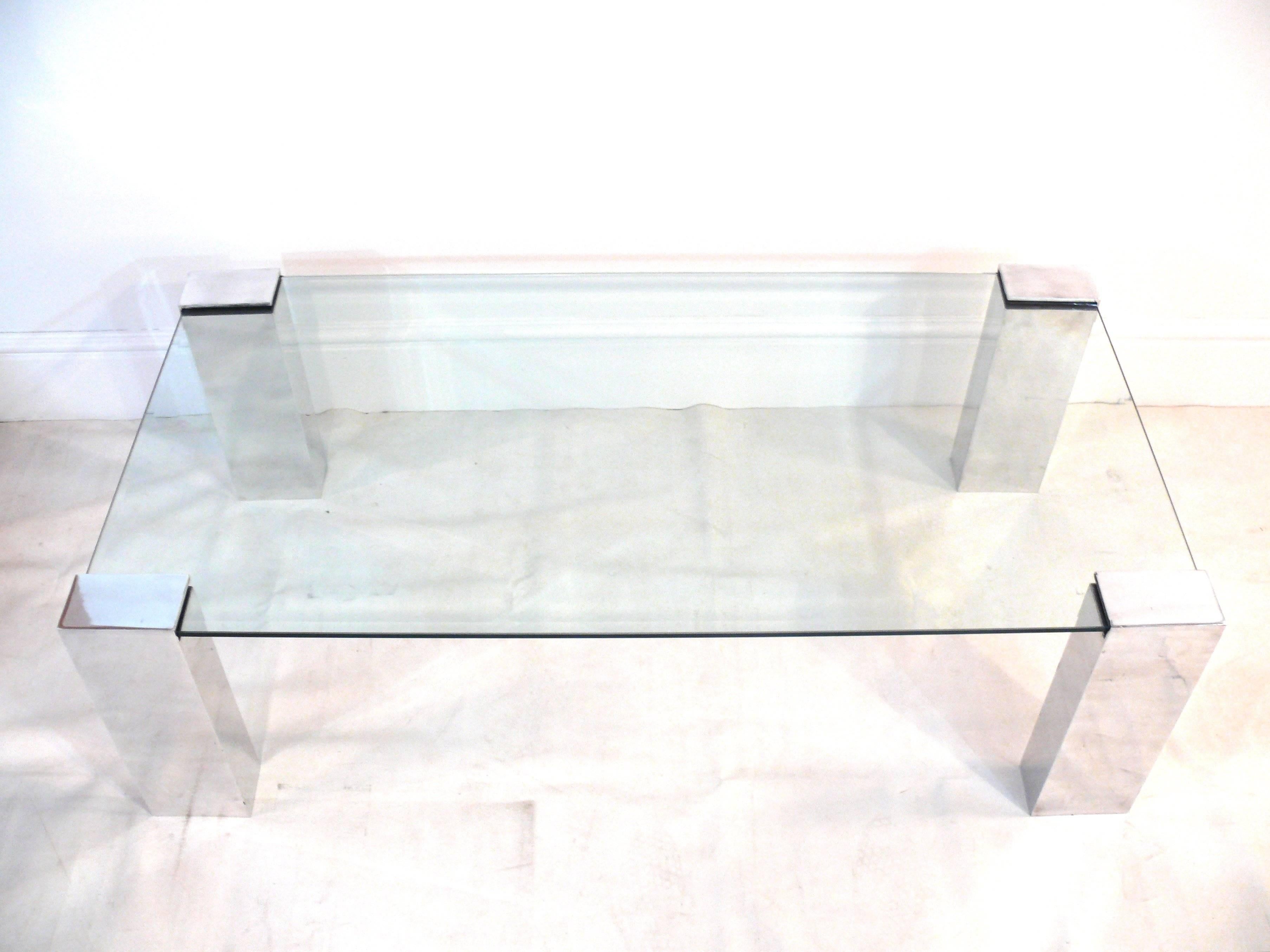 Pace Style Polished Aluminum Coffee Table In Good Condition For Sale In New York, NY