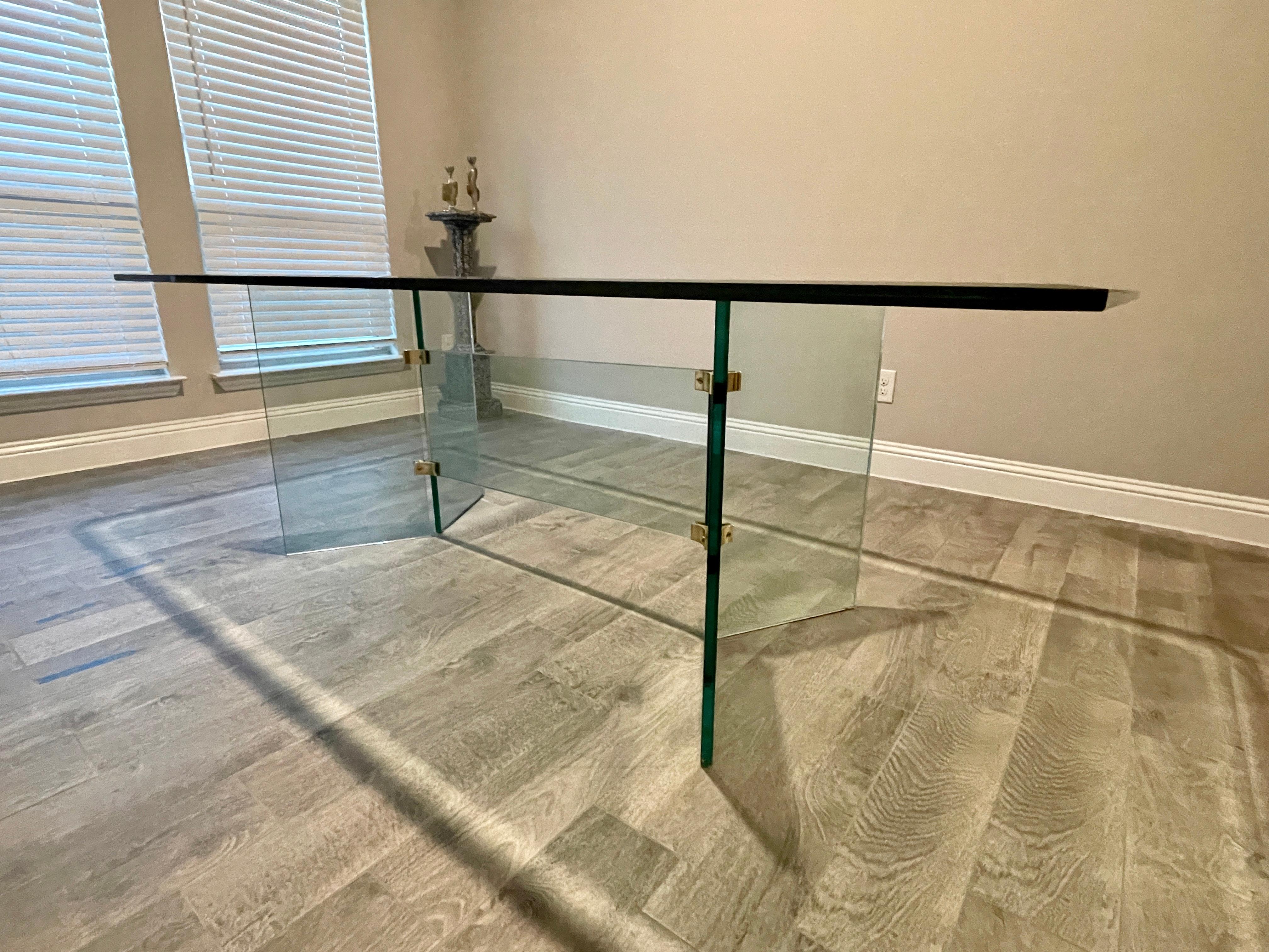 Pace Style Glass & Brass Dining Table For Sale 6