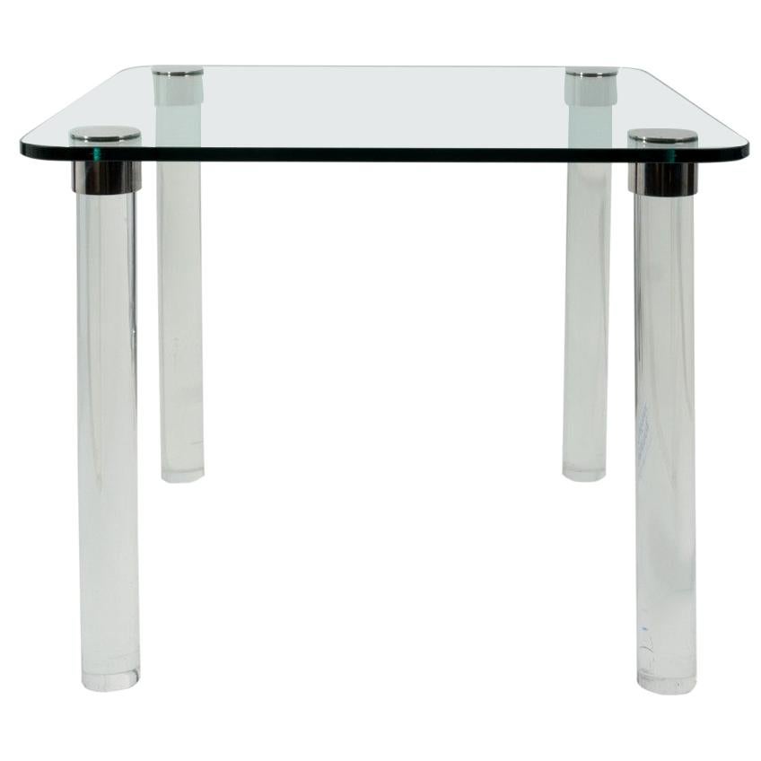Pace Style Glass Lucite and Chrome Dining or Card Table