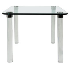Pace Style Glass Lucite and Chrome Dining or Card Table