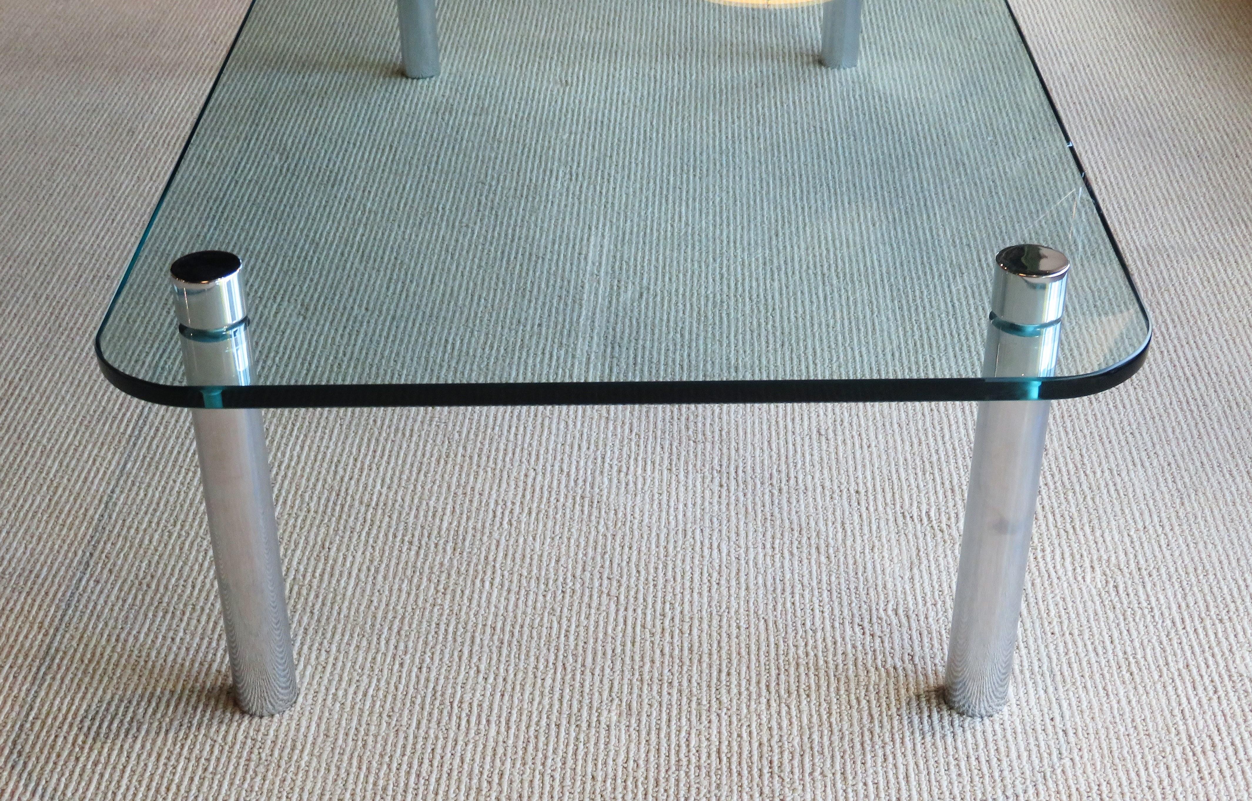 Late 20th Century Pace Style Long Glass & Chrome Modern Coffee Cocktail Table 1970s