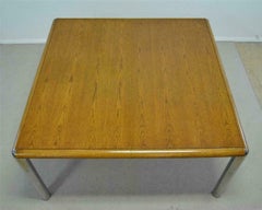 Pace Style Mid-Century Modern Oak and Chrome Dining Table, with Leaves