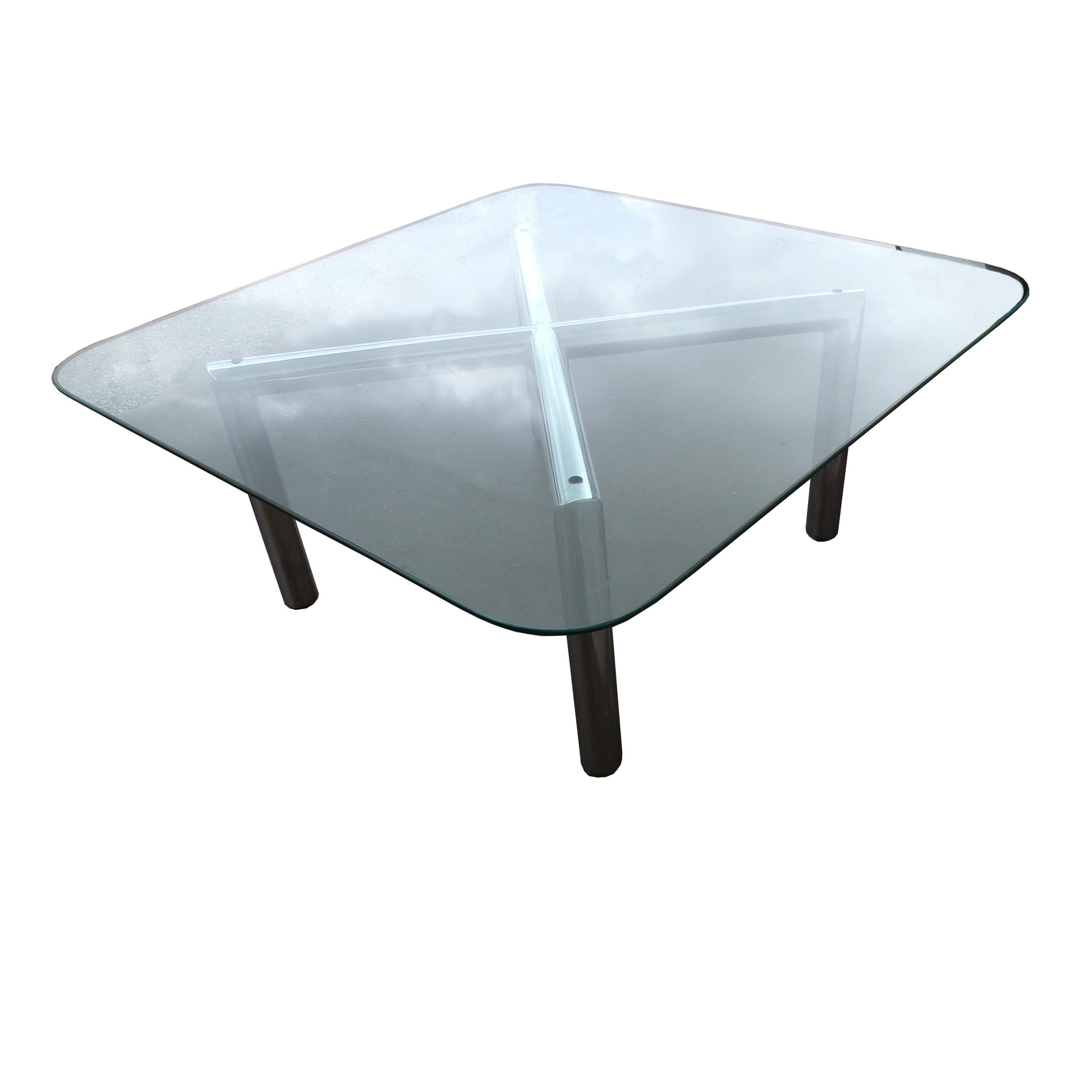 North American Pace Style X Base Tubular Chrome Coffee Table For Sale