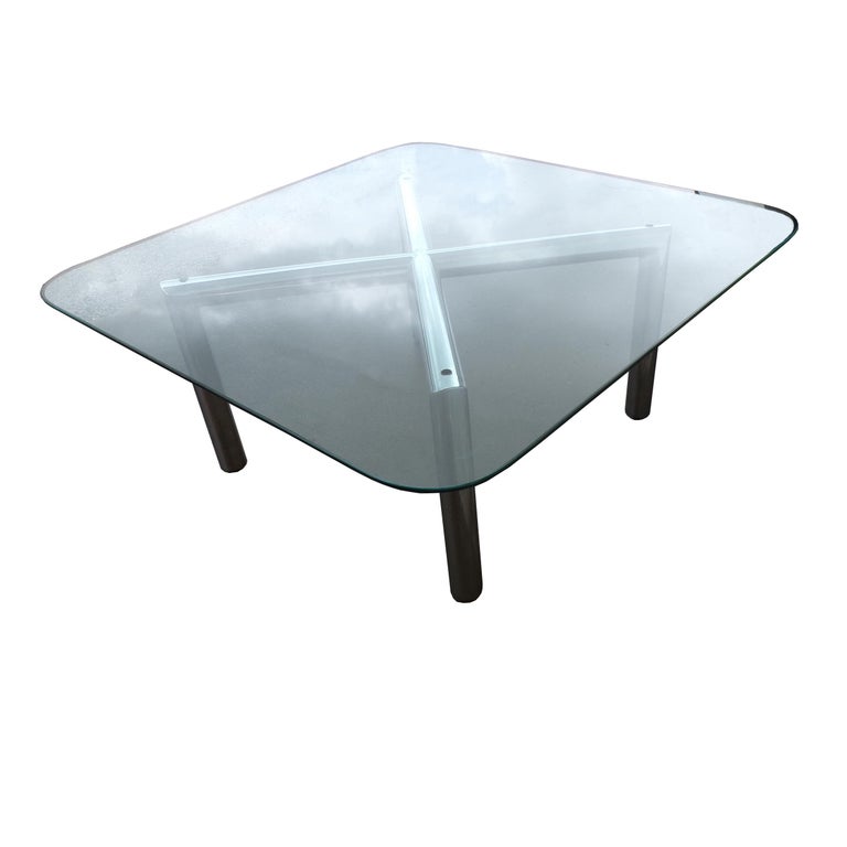 Pace Style X Base Tubular Chrome Coffee Table In Good Condition For Sale In Pasadena, TX