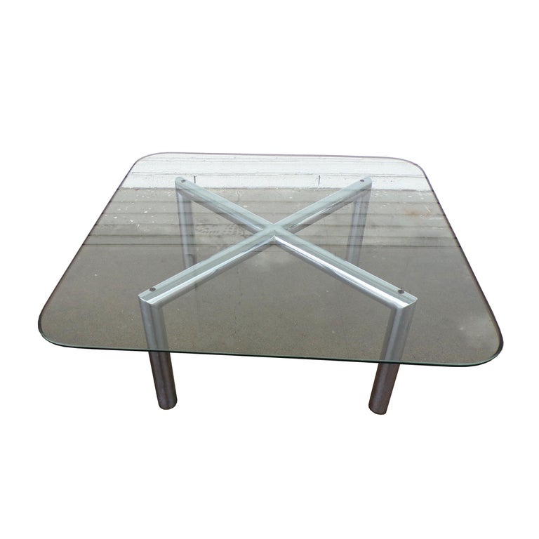 20th Century Pace Style X Base Tubular Chrome Coffee Table For Sale
