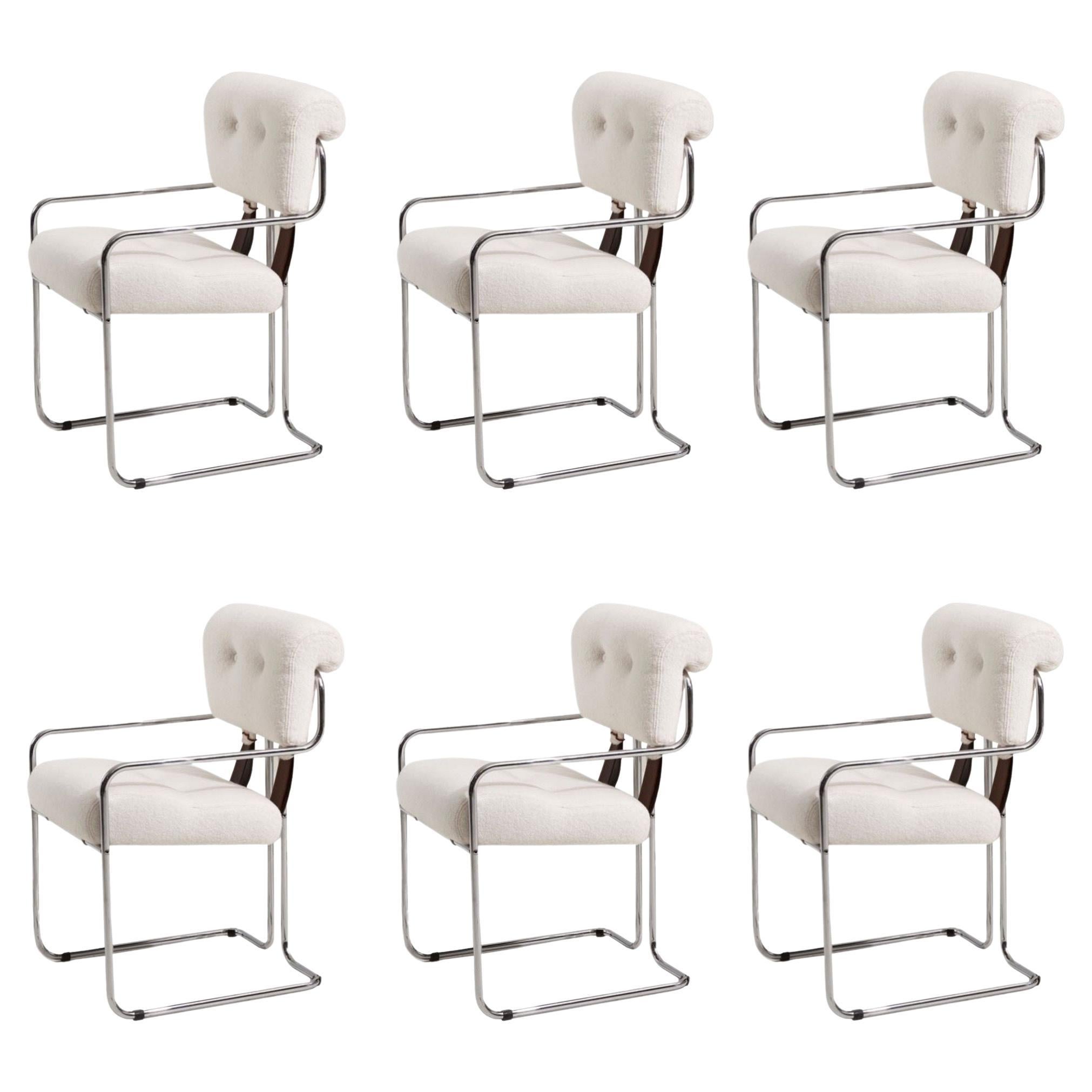 Pace "Tucroma" Dining Chairs by Guido Falsechini in White Boucle, 1970