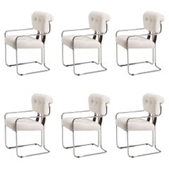 Pace "Tucroma" Dining Chairs by Guido Falsechini in White Boucle, 1970