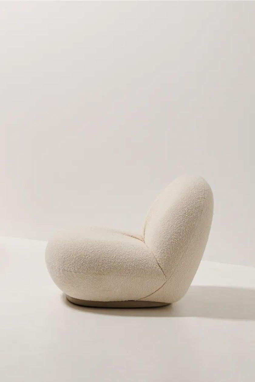 Polish Pacha Lounge Chair-Swivel Pearl Gold Base/Karakorum 001 by Pierre Paulin - Gubi  For Sale