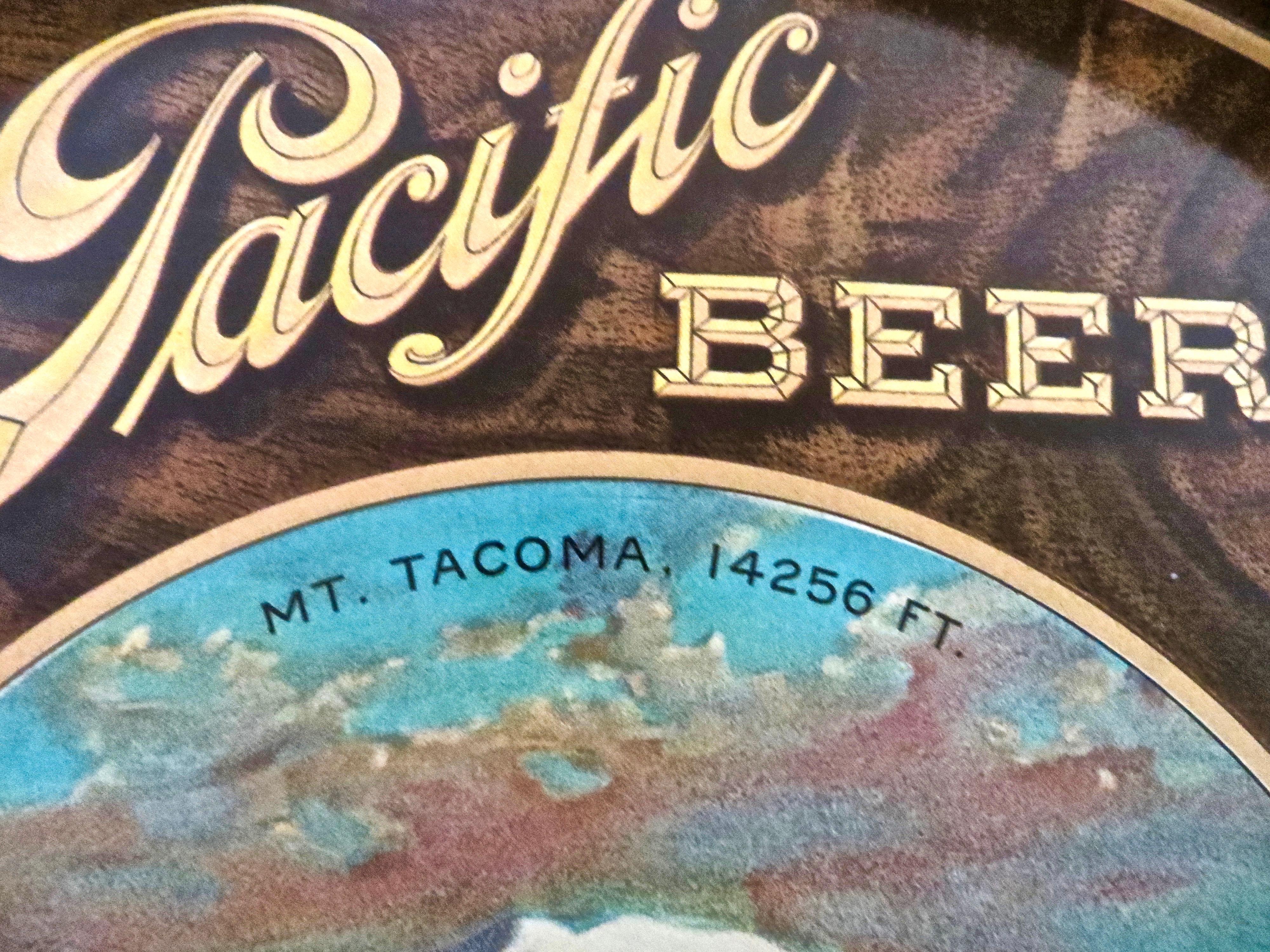Américain Plateau publicitaire en étain « Pacifique Beer » Tacoma, Washington, vers 1910 en vente