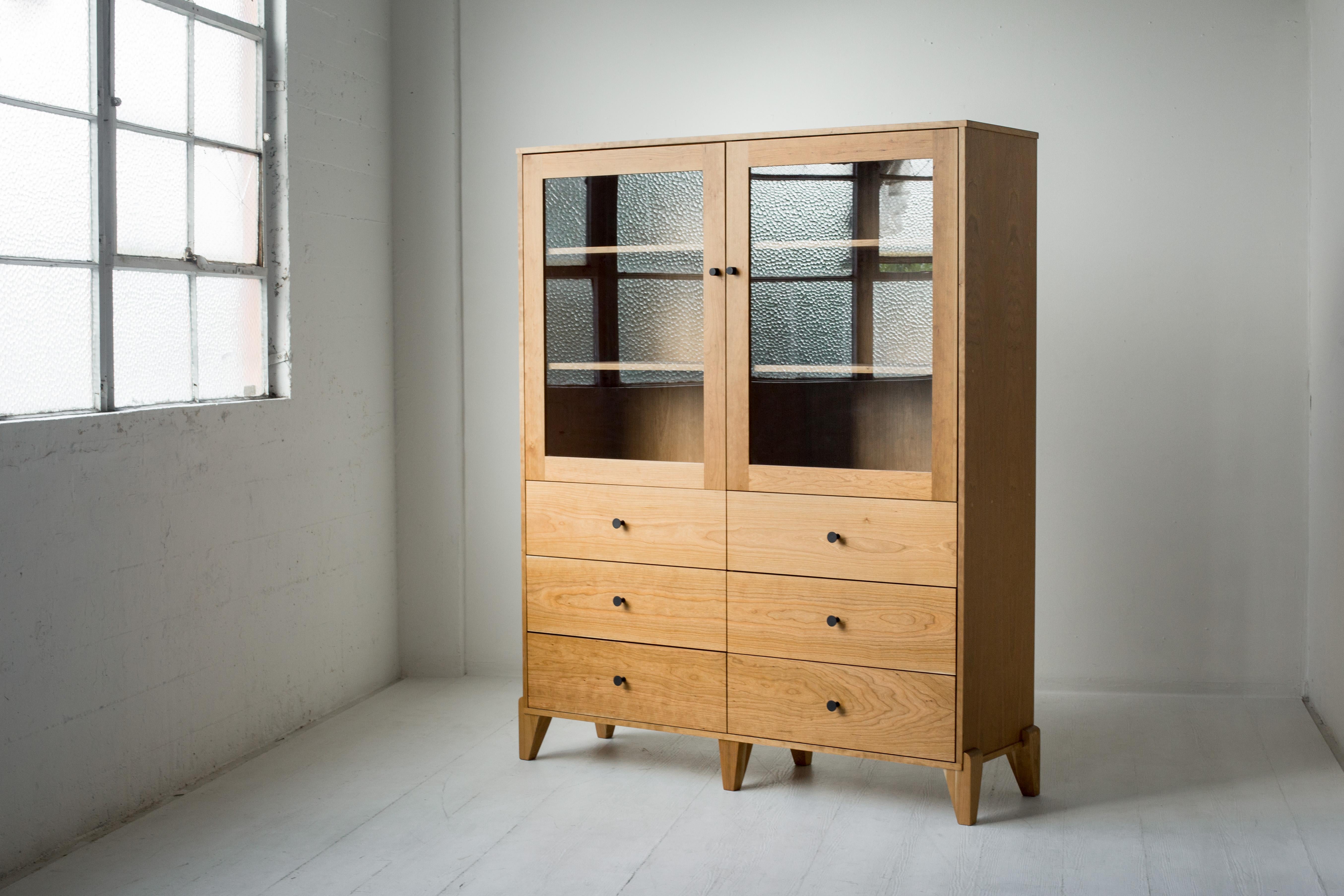 Contemporary Pacific Curio Cabinet in Cherry by Studio Moe For Sale