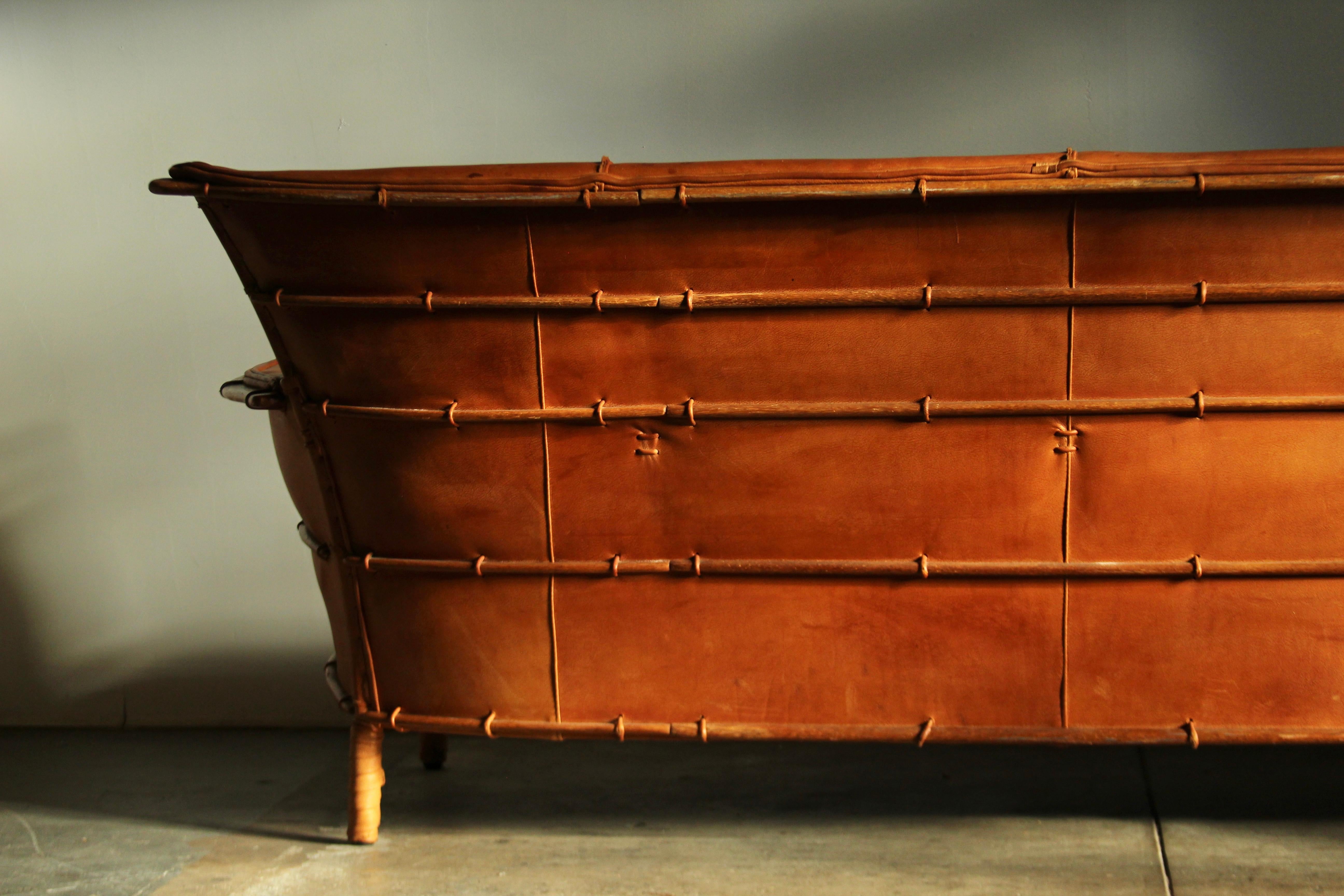 Pacific Green Cognac Distressed Leather 