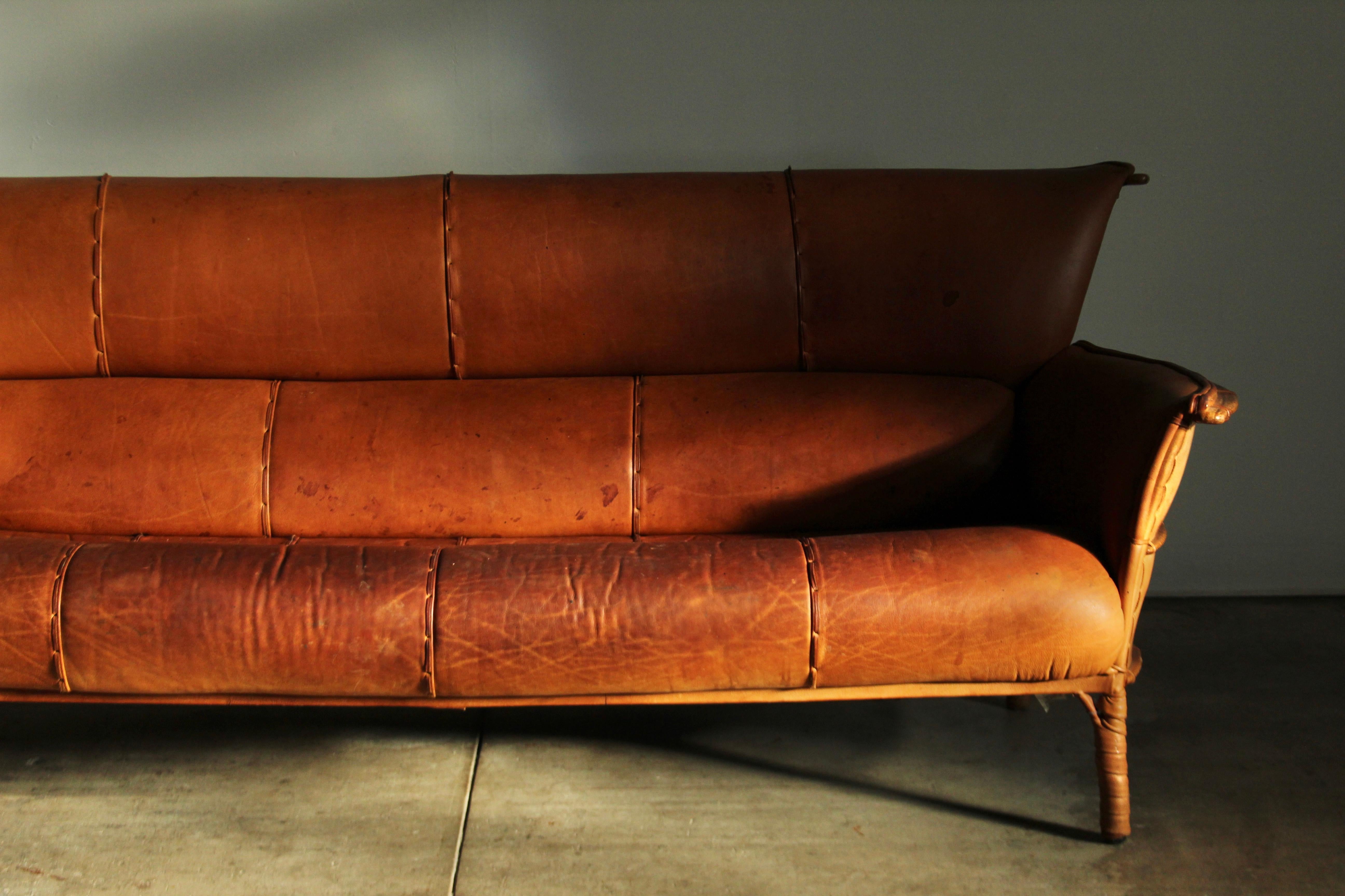 Rustic Pacific Green Cognac Distressed Leather 