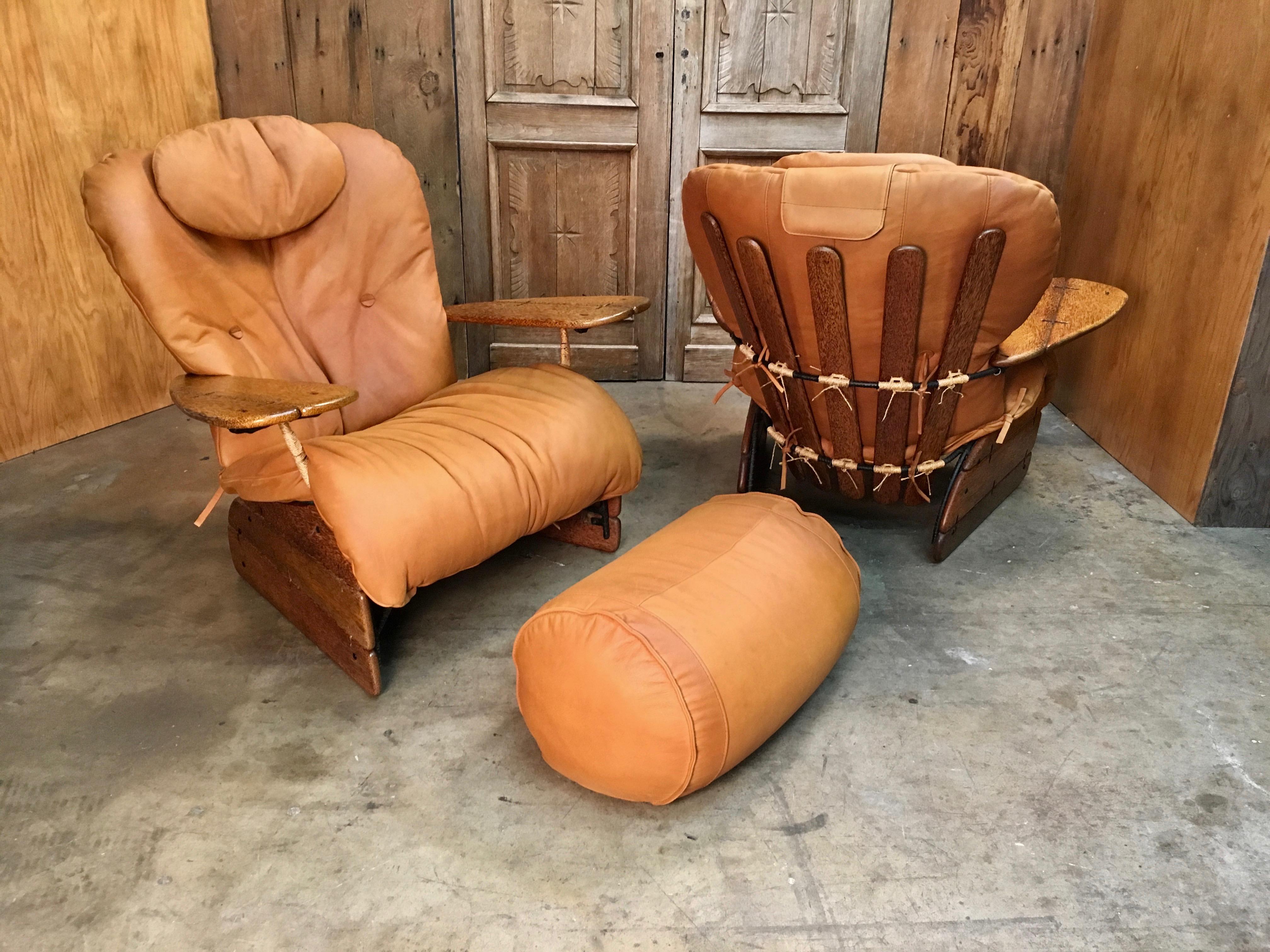 Pacific Green Havana Lounge Chairs with Ottomans 1