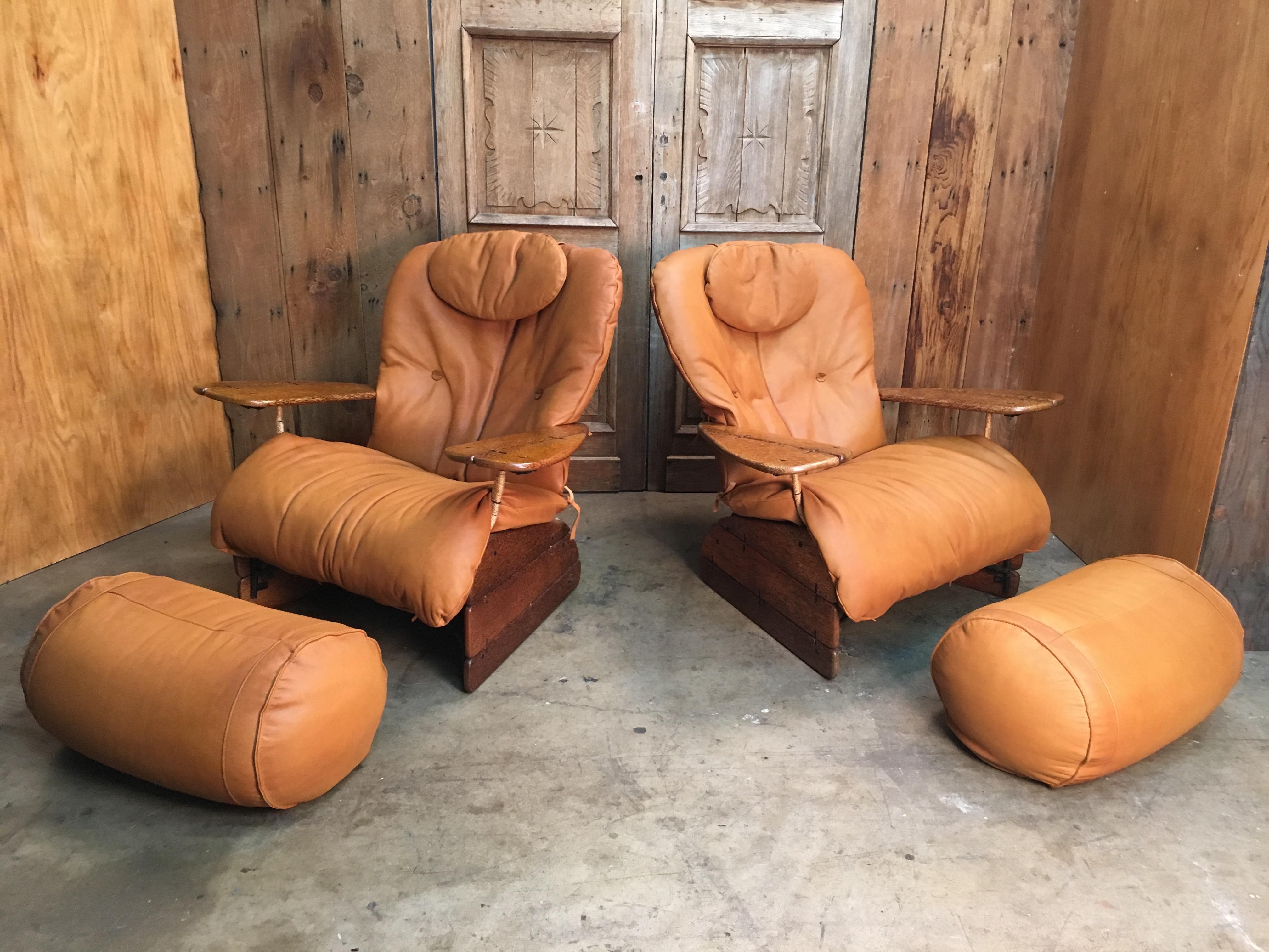Pacific Green Havana Lounge Chairs with Ottomans In Good Condition In Denton, TX