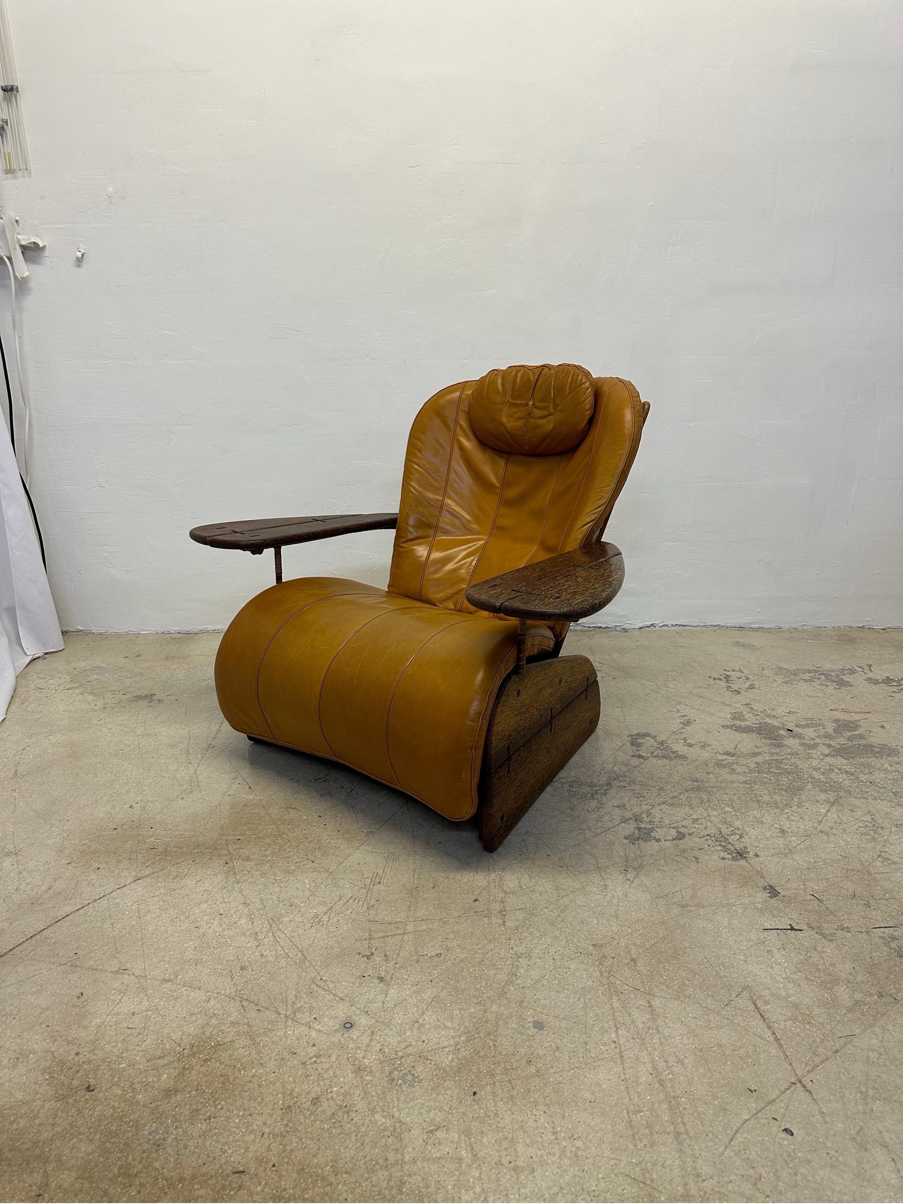 Pacific Green Havana Palmwood and Leather Lounge Chair 6