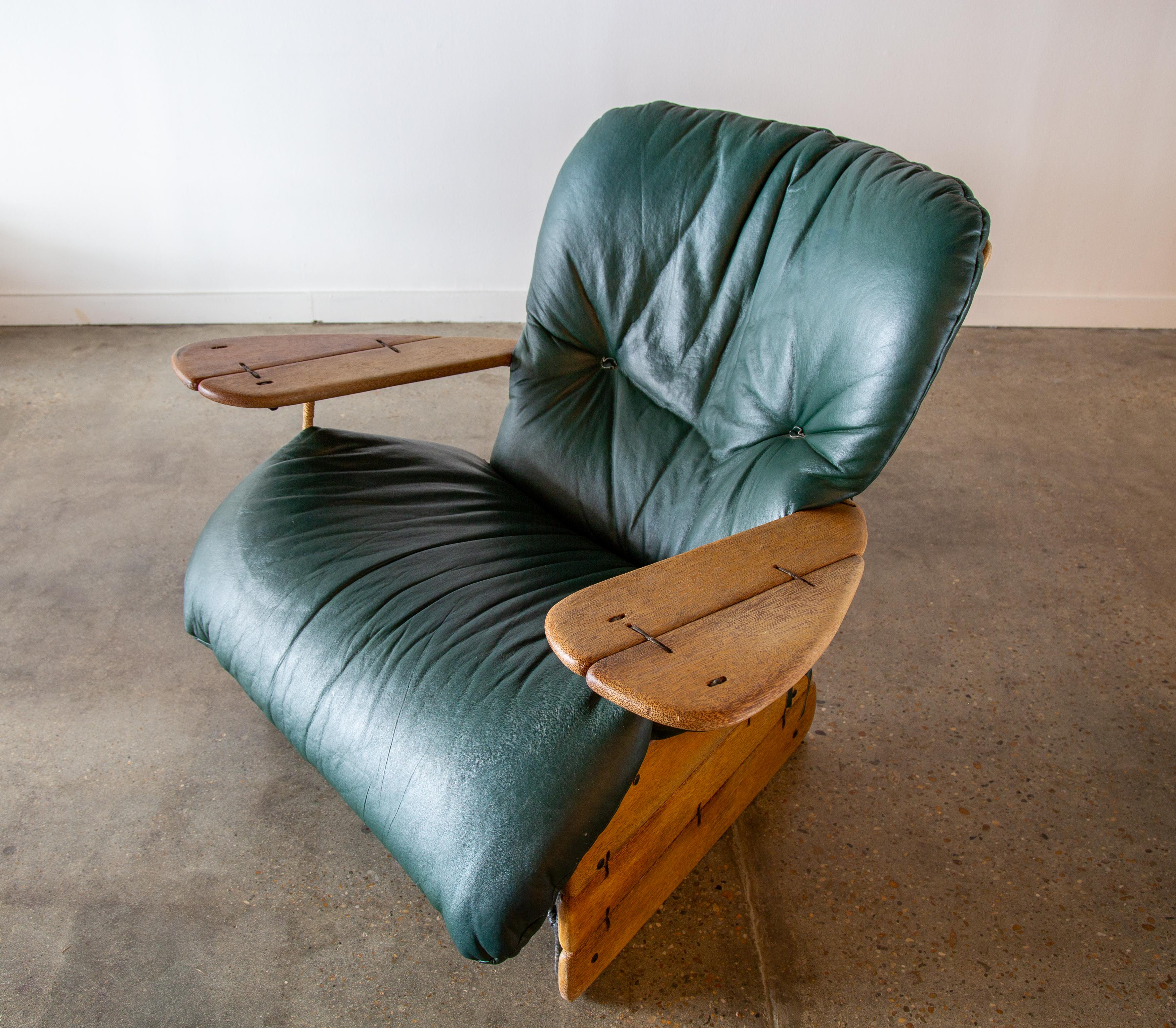 Contemporary Pacific Green Havanna Chair Palmwood and Green Leather c. 2000s