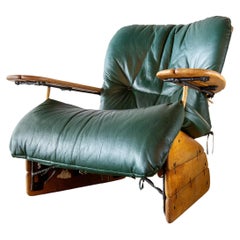 Antique Pacific Green Havanna Chair Palmwood and Green Leather c. 2000s