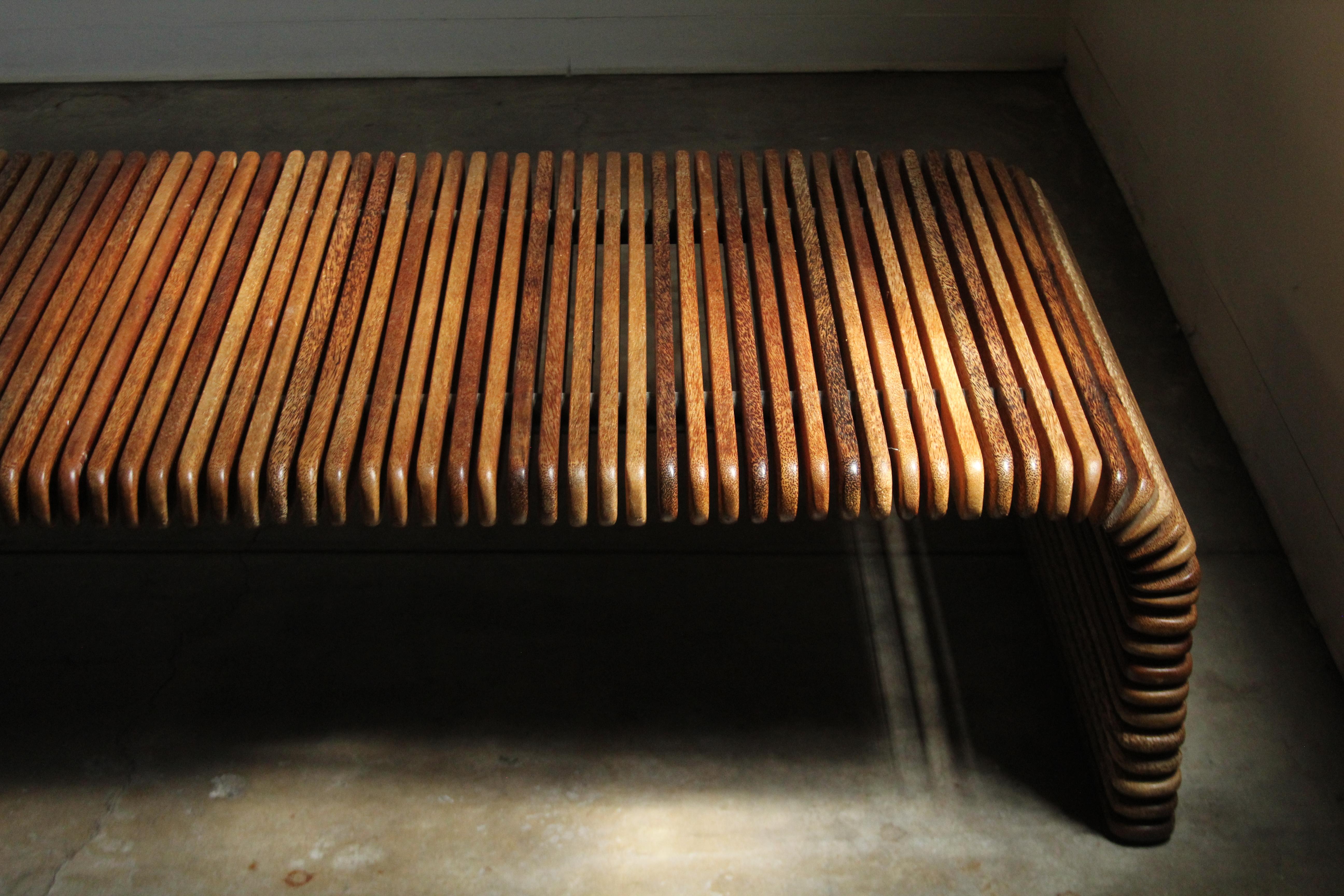 Contemporary Pacific Green Large Scale Slatted Palmwood 