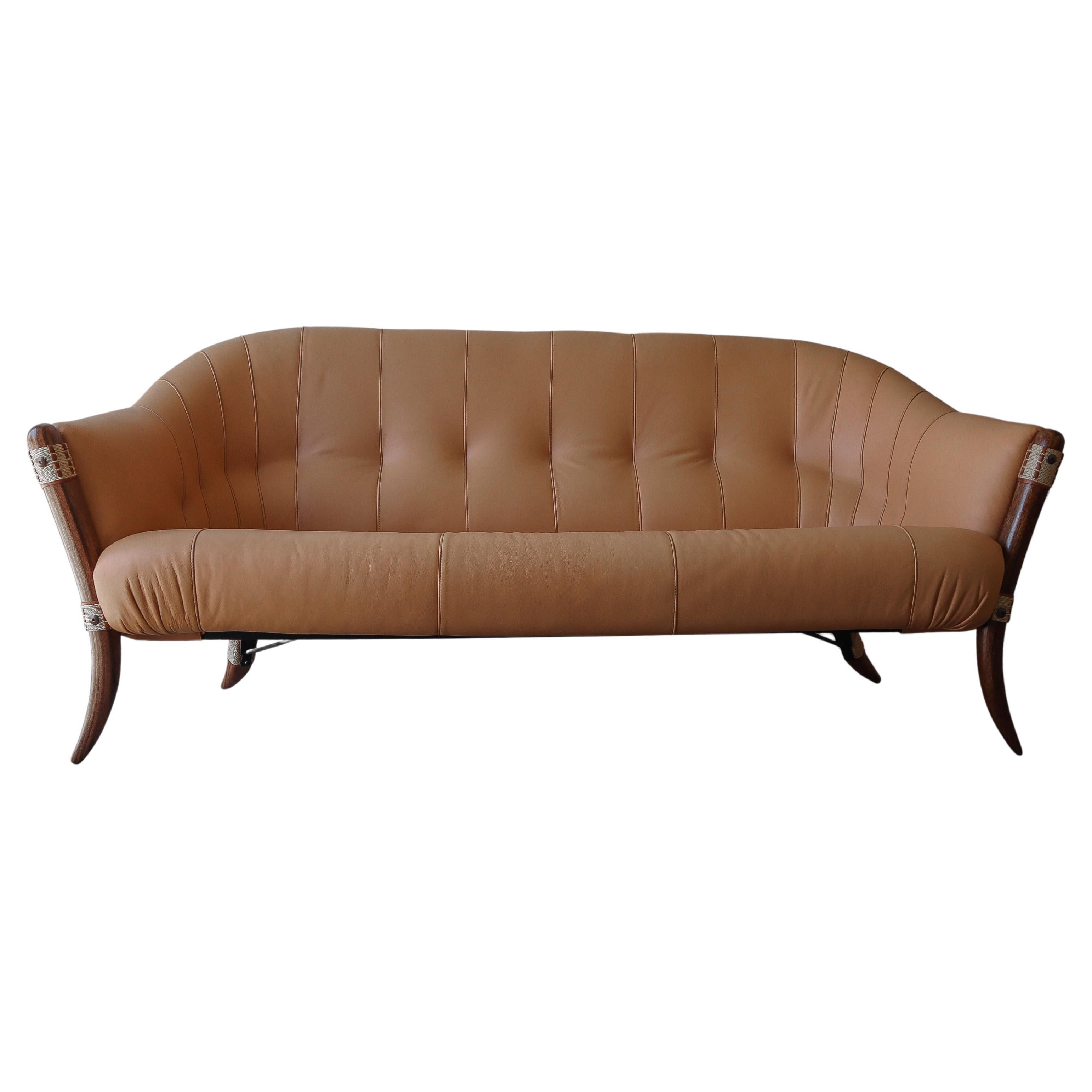 Pacific Green Leather 3-Seater Lima Sofa