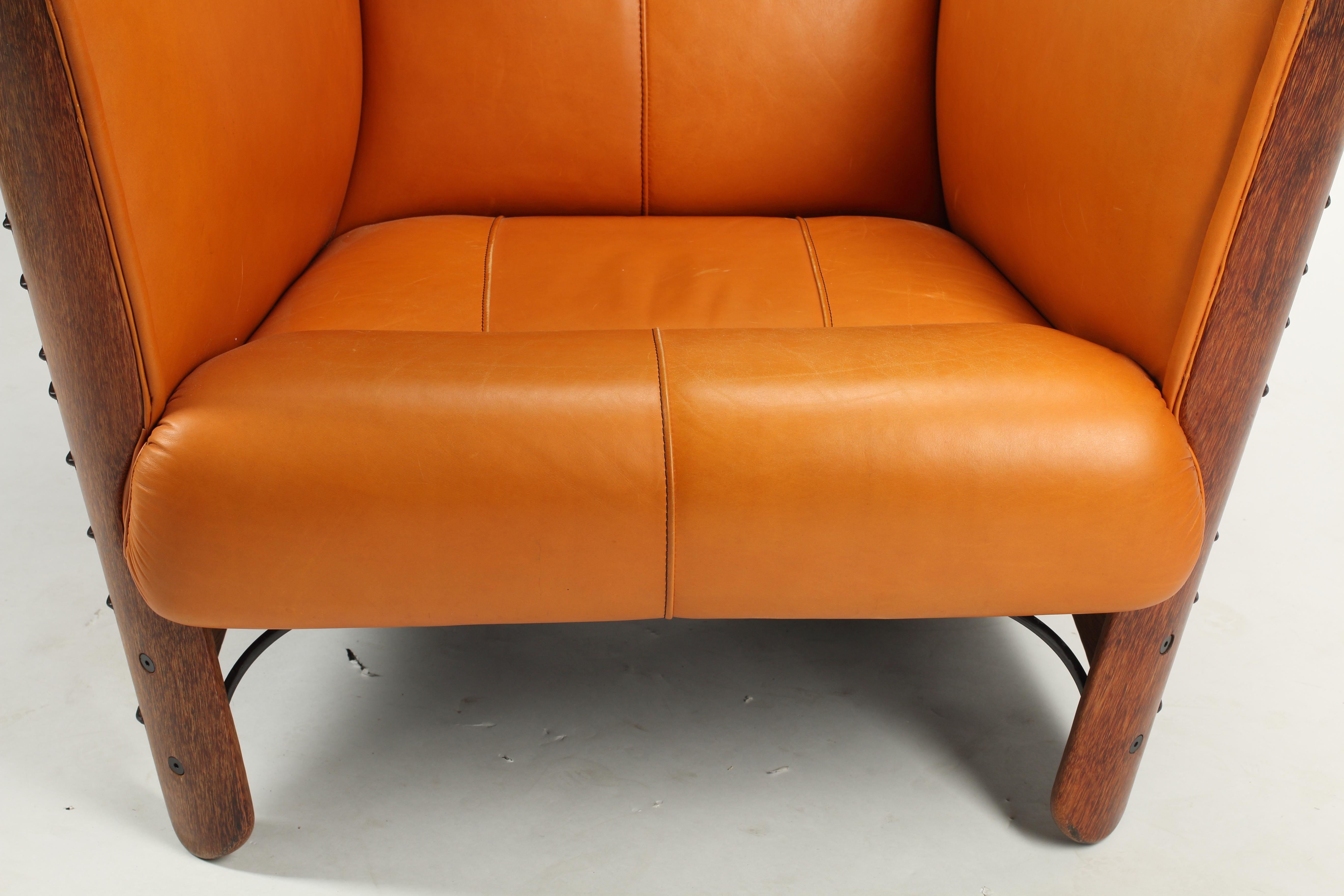 Late 20th Century Pacific Green Leather Club Chair For Sale