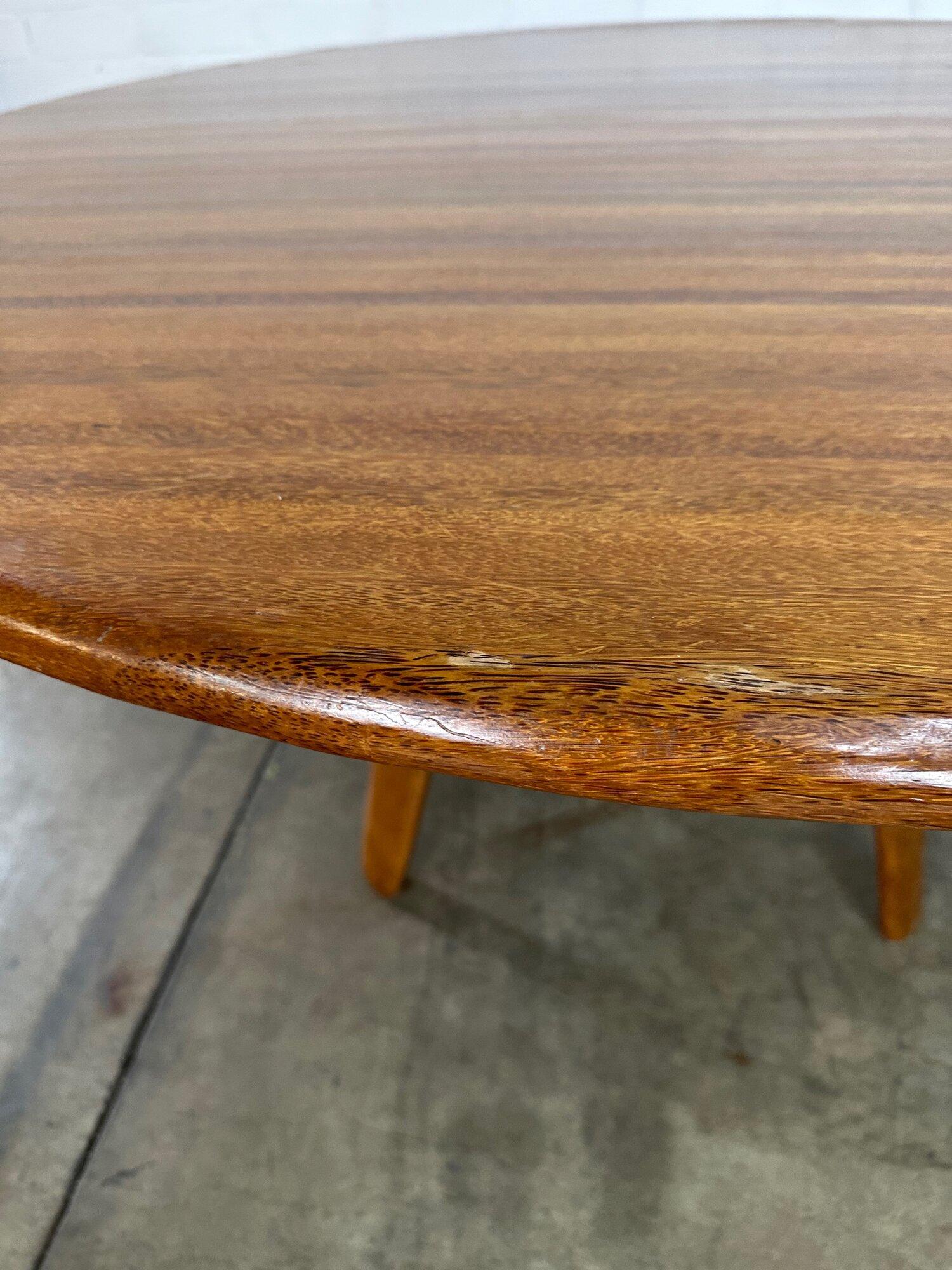 Pacific Green Leather & Palm Wood Dining table For Sale 3