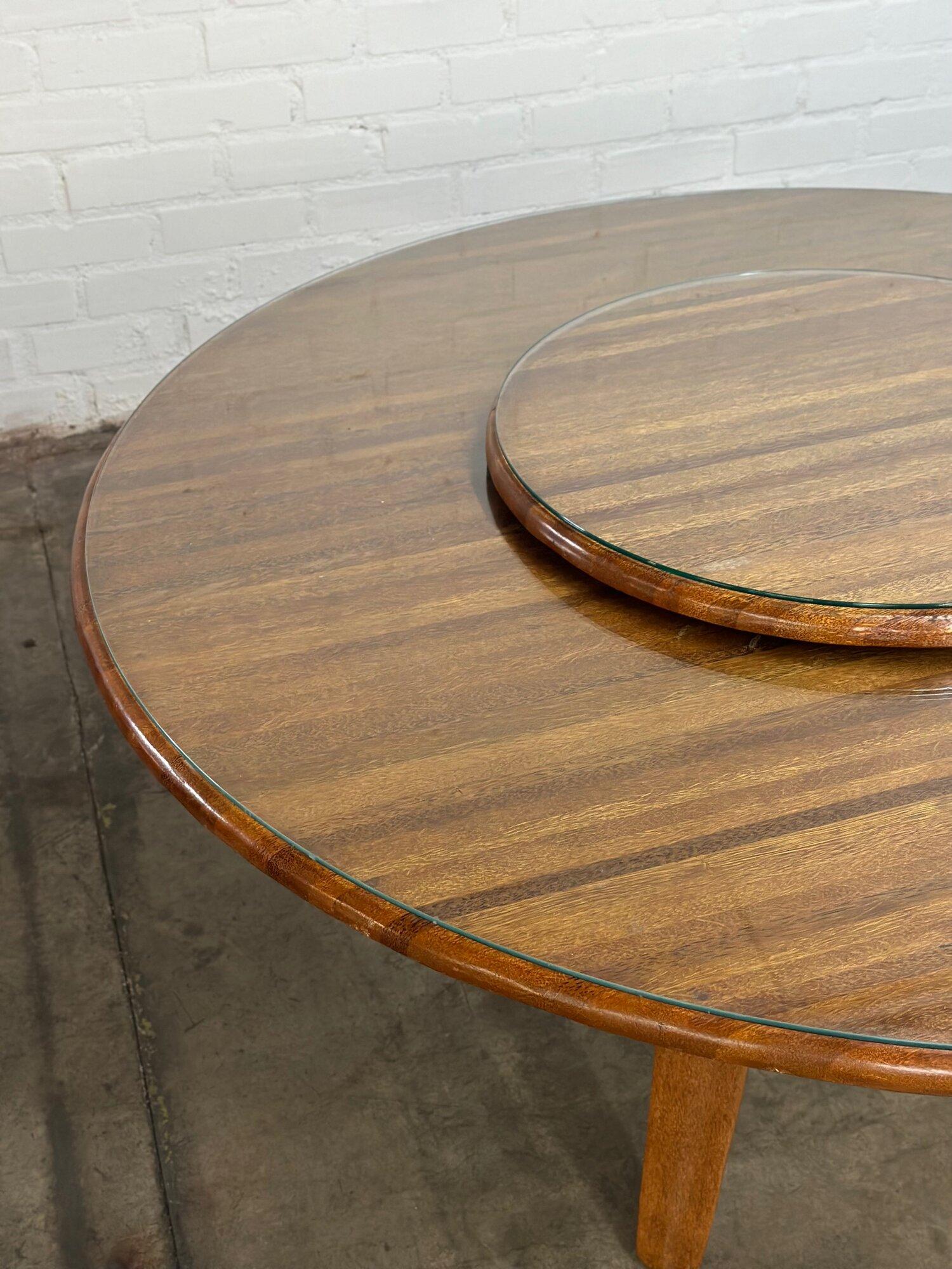 20th Century Pacific Green Leather & Palm Wood Dining table For Sale