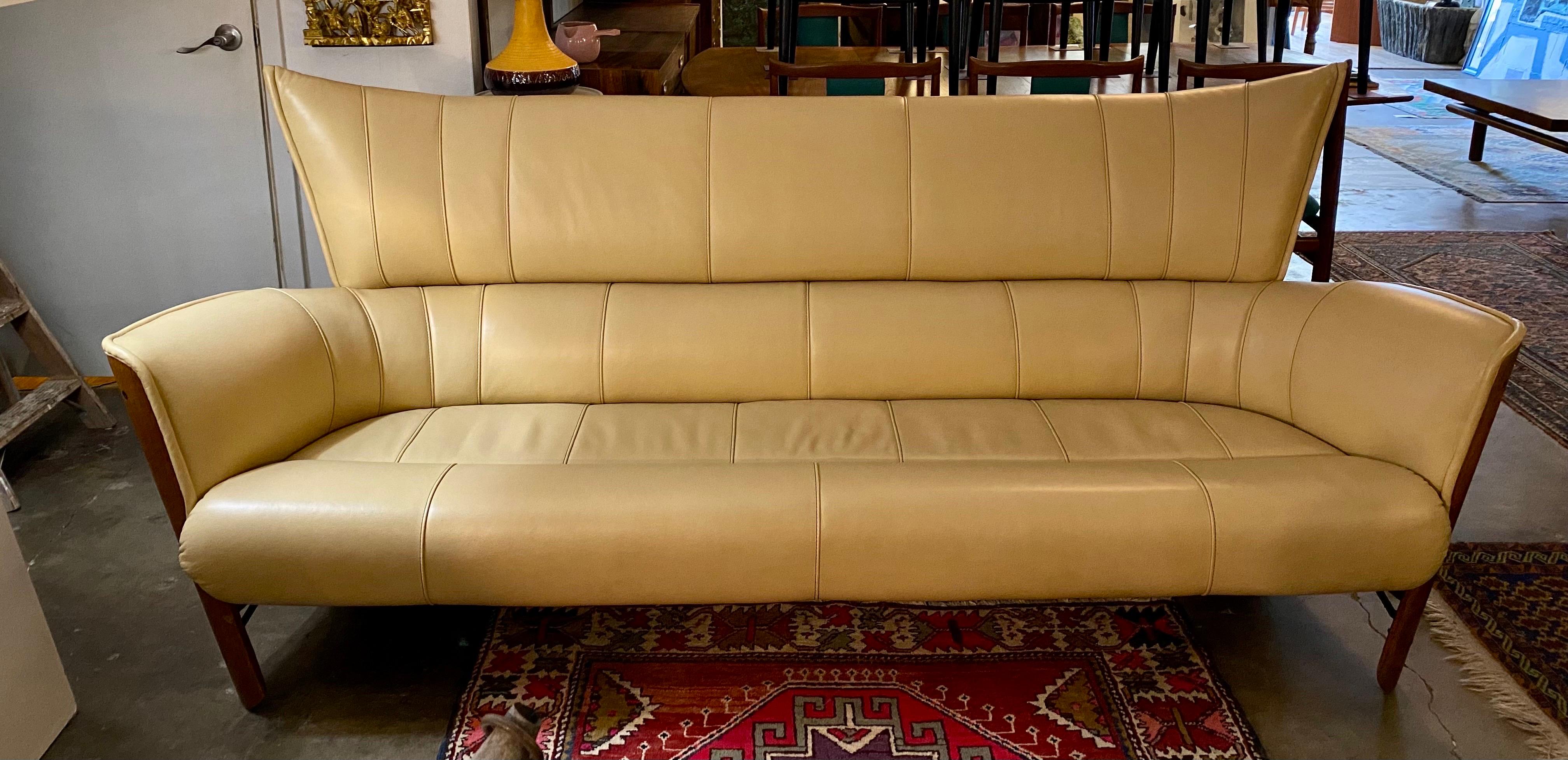 Pacific Green Leather Sofa, Australia, Circa 1990s 1