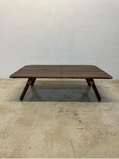 Pacific Green Navajo Rectangle Palmwood and Leather Coffee Table