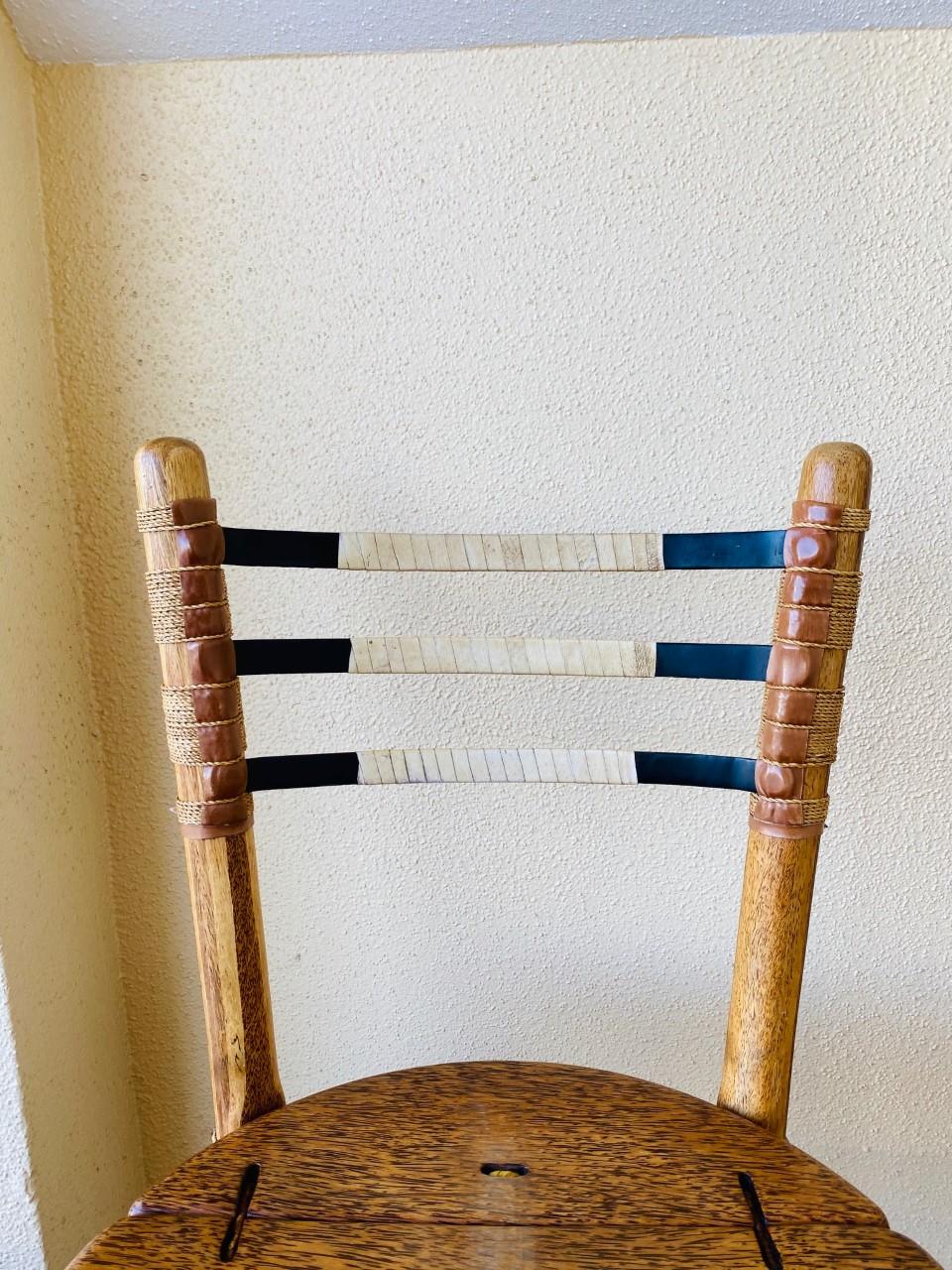 Pacific Green Palmwood Bar Stools, 1990s In Good Condition In San Diego, CA