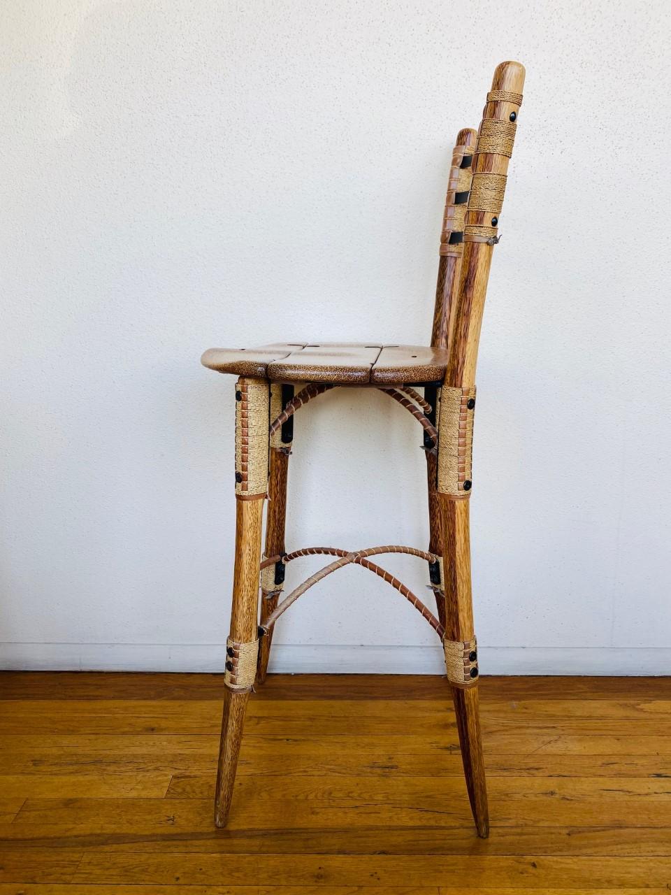 Pacific Green Palmwood Bar Stools, 1990s 1