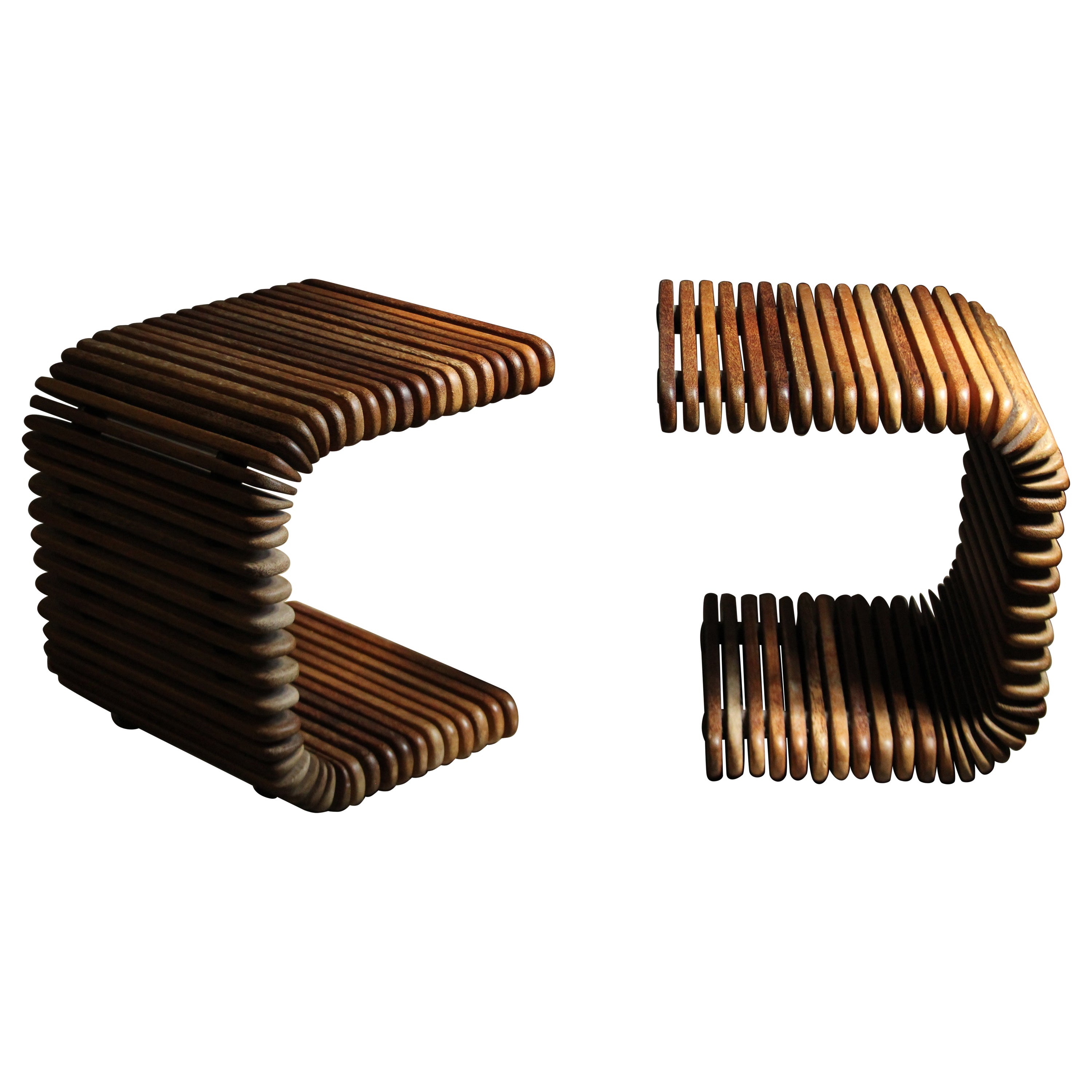 Pacific Green Palmwood "Hawaiian" Cantilever Side Tables, 2000s