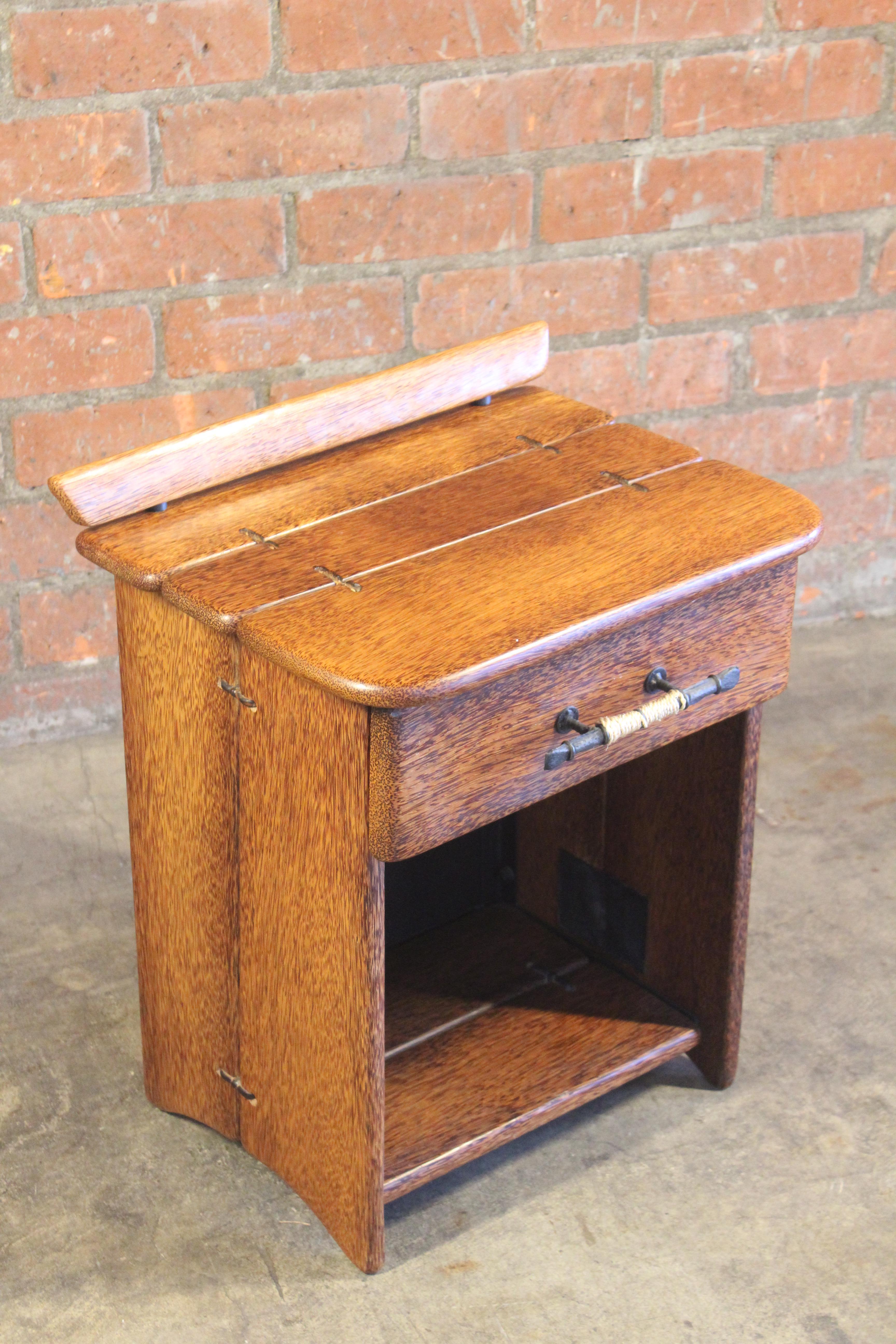 Leather Pacific Green Palmwood Nightstand, Australia, 1990s