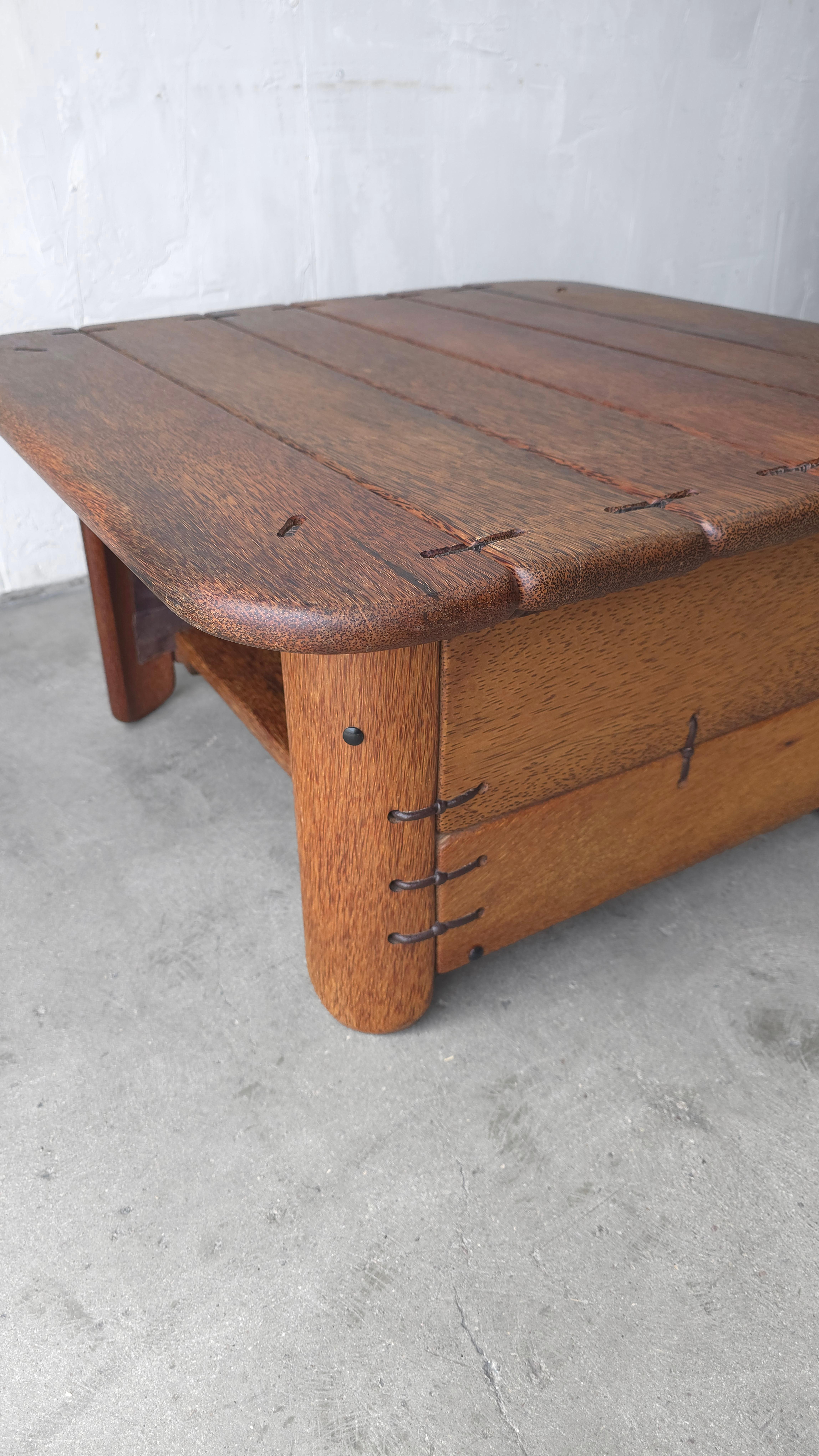 Palmwood Pacific Green Square Messina Coffee Table For Sale
