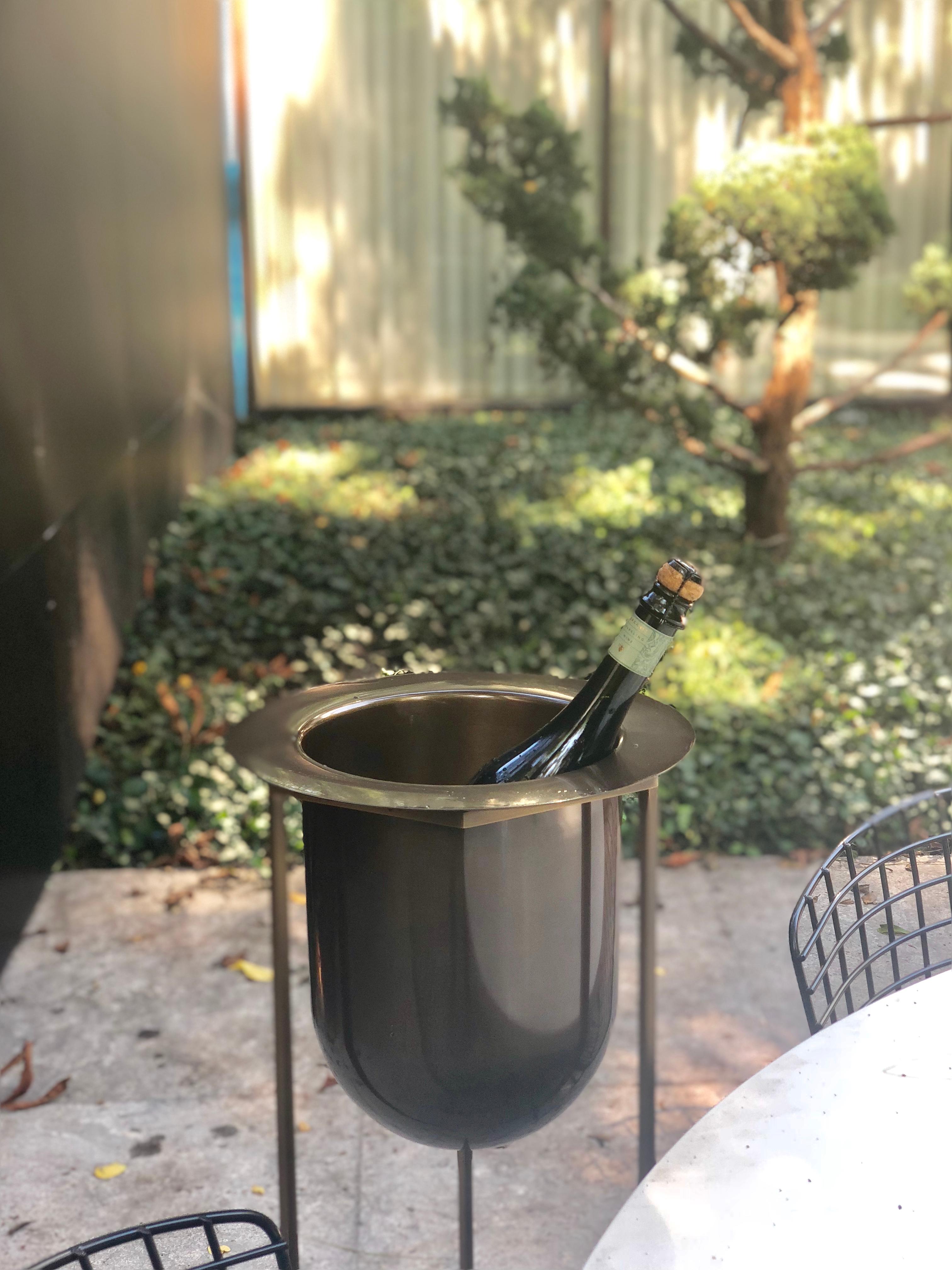 Metal Pacific Height Wine Chiller by Yabu Pushelberg in Smoked Bronze