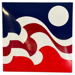Pacific Northwest Artist Harold Balazs Large Enamel on Steel Abstract "Red Sea"