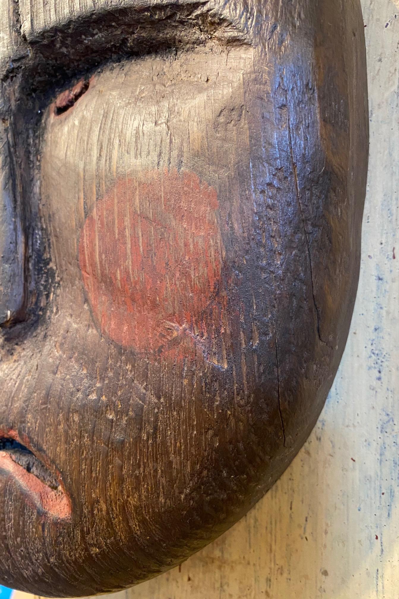 Hand-Carved Pacific Northwest Coast Carved and Polychromed Wooden Mask, Early 20th Century
