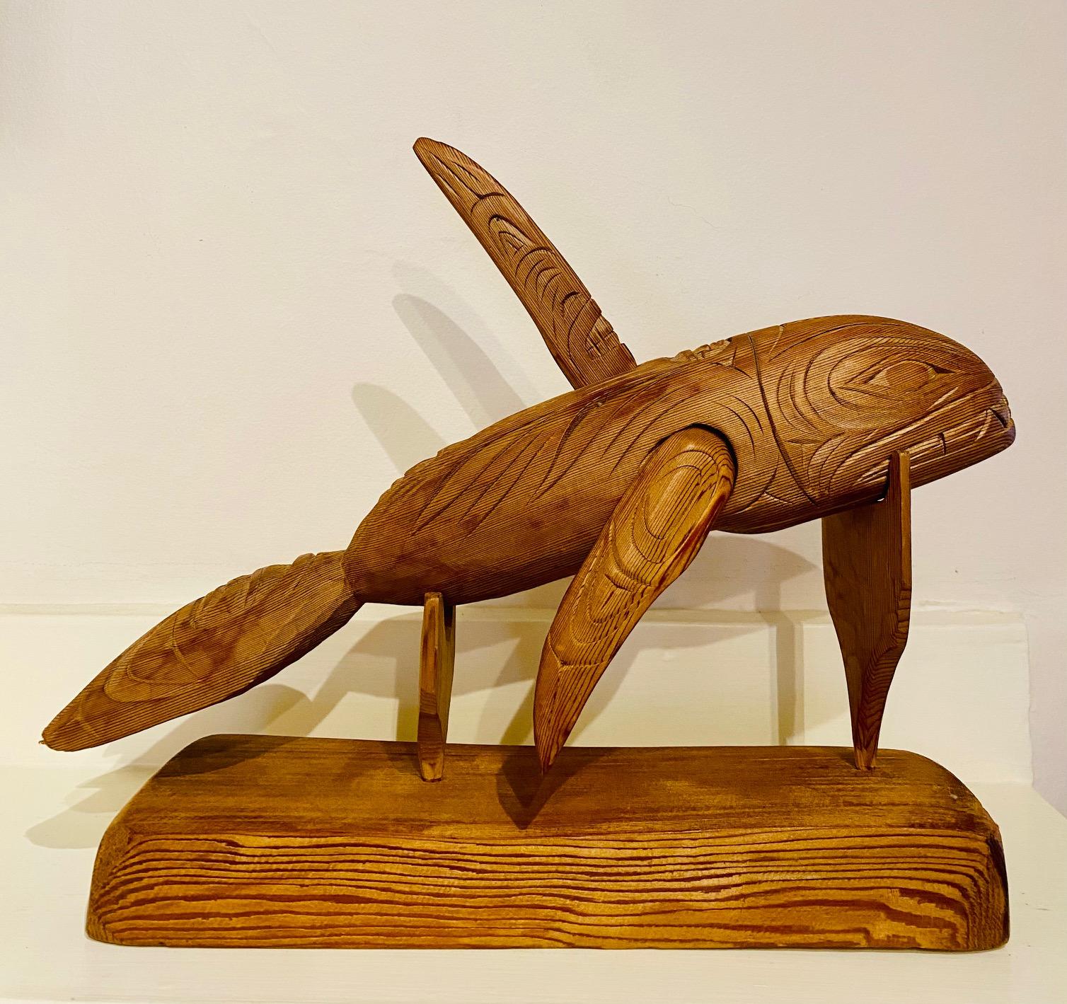 Amérindien Hochet en cèdre sculpté de l'orque de la côte nord-ouest du Pacifique en vente