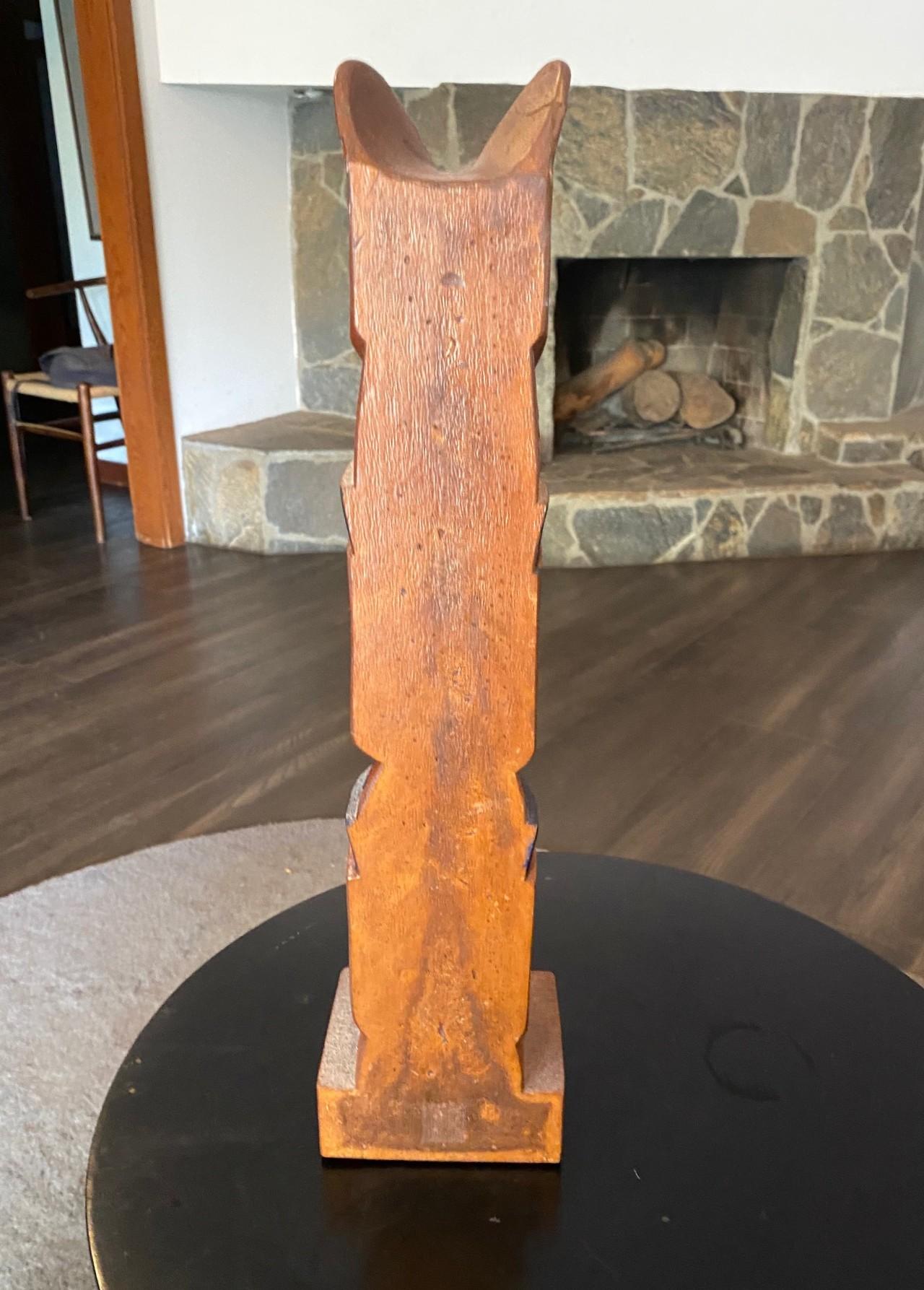Pacific Northwest Coast Indigenous Native American Signed Wood Carved Totem Pole For Sale 1