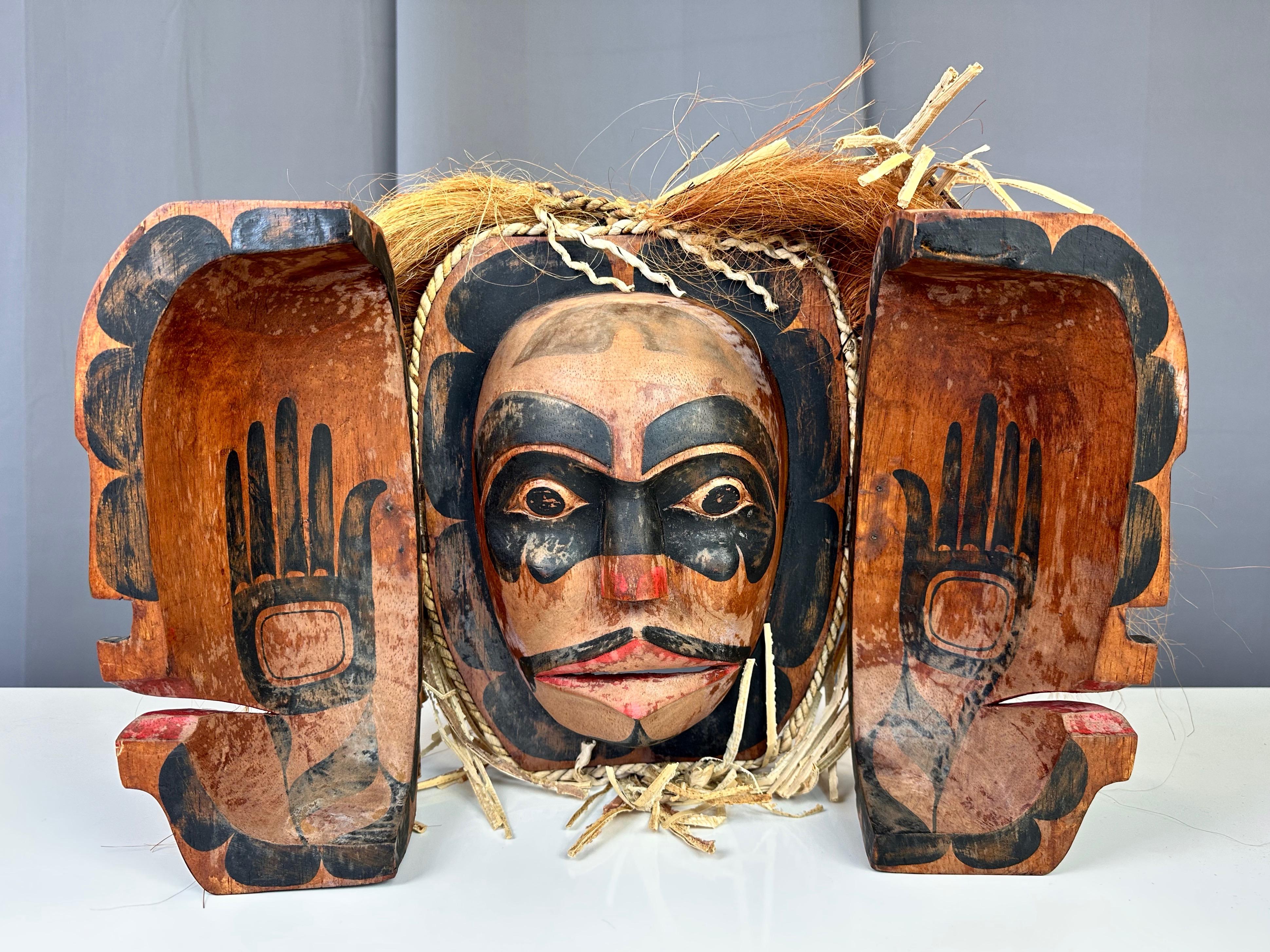 Tribal Pacific Northwest First Nations Kwakuitl Transformation or Opening Mask, 1970s